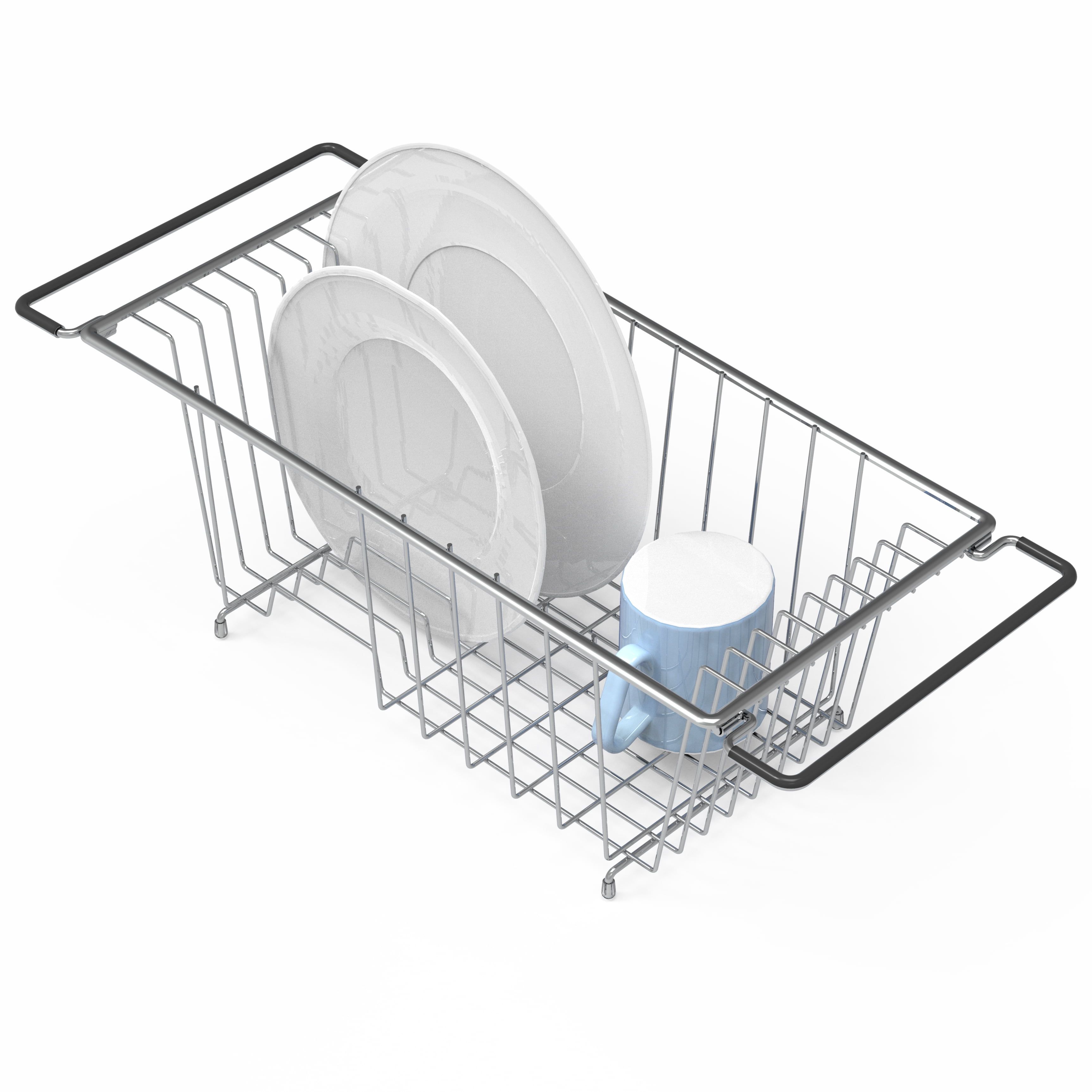 Chrome Over Sink Countertop Dish Drainer Drying Rack