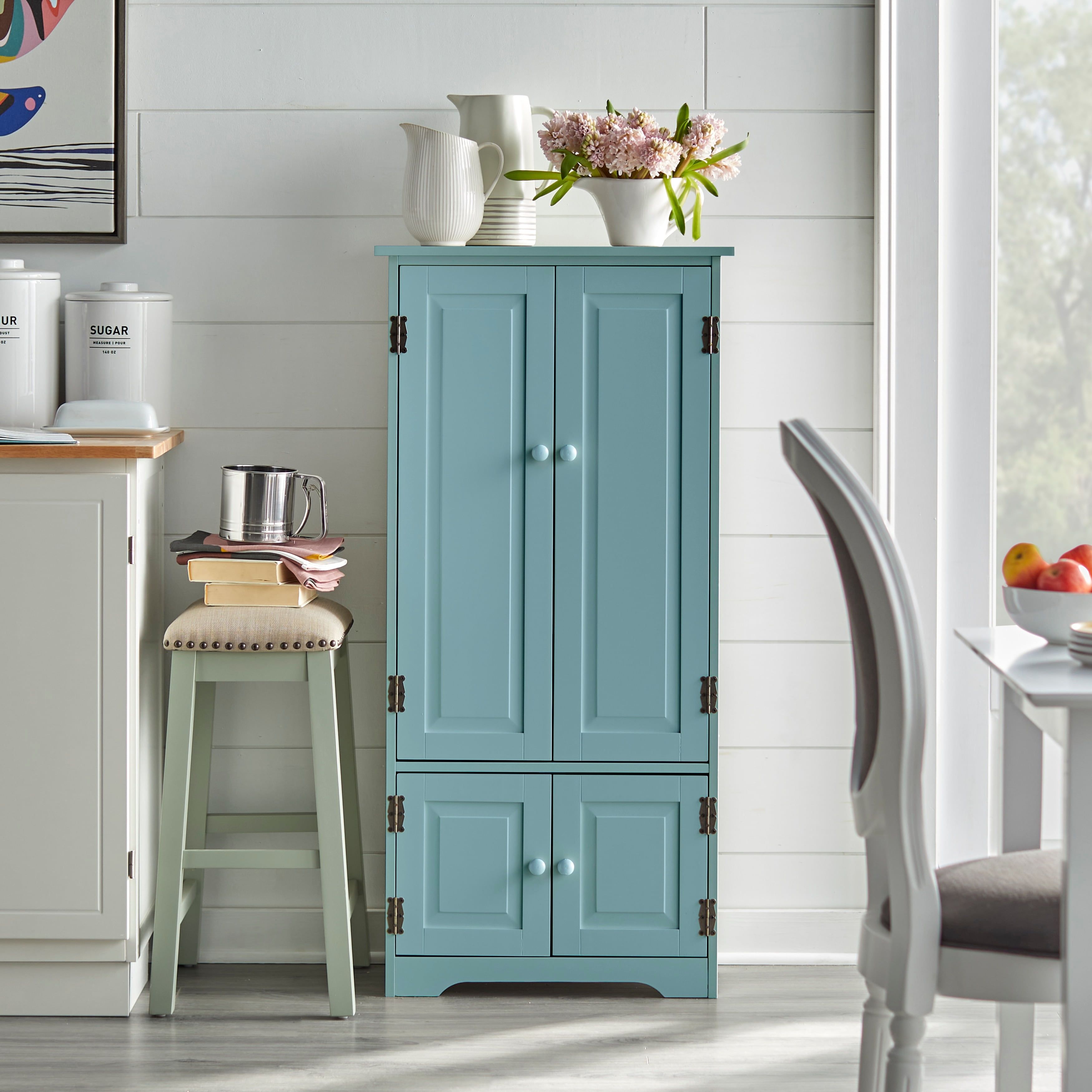 Aston Tall Blue Painted Freestanding Cabinet with Adjustable Shelving