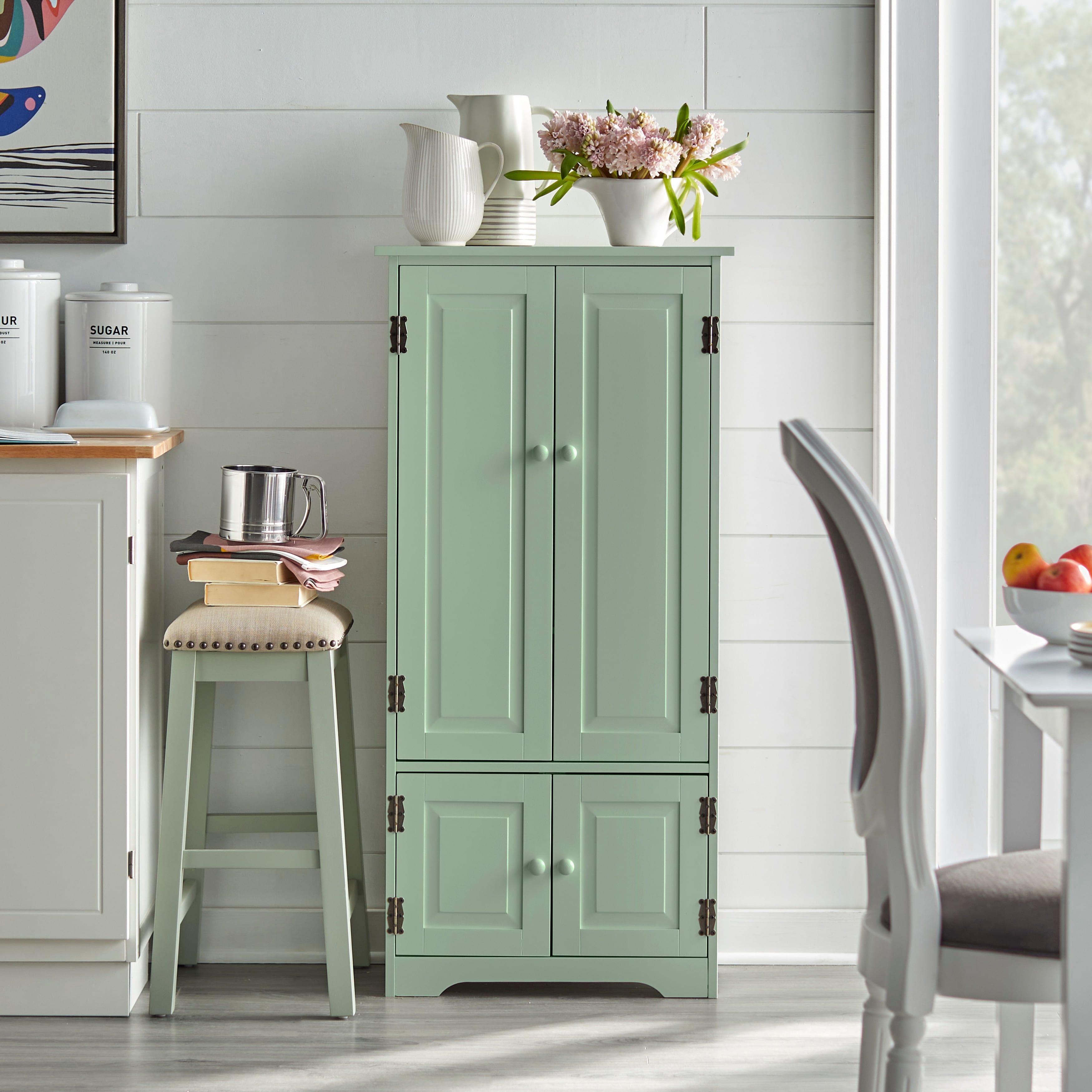 Mint Green Tall Storage Cabinet with Adjustable Shelves