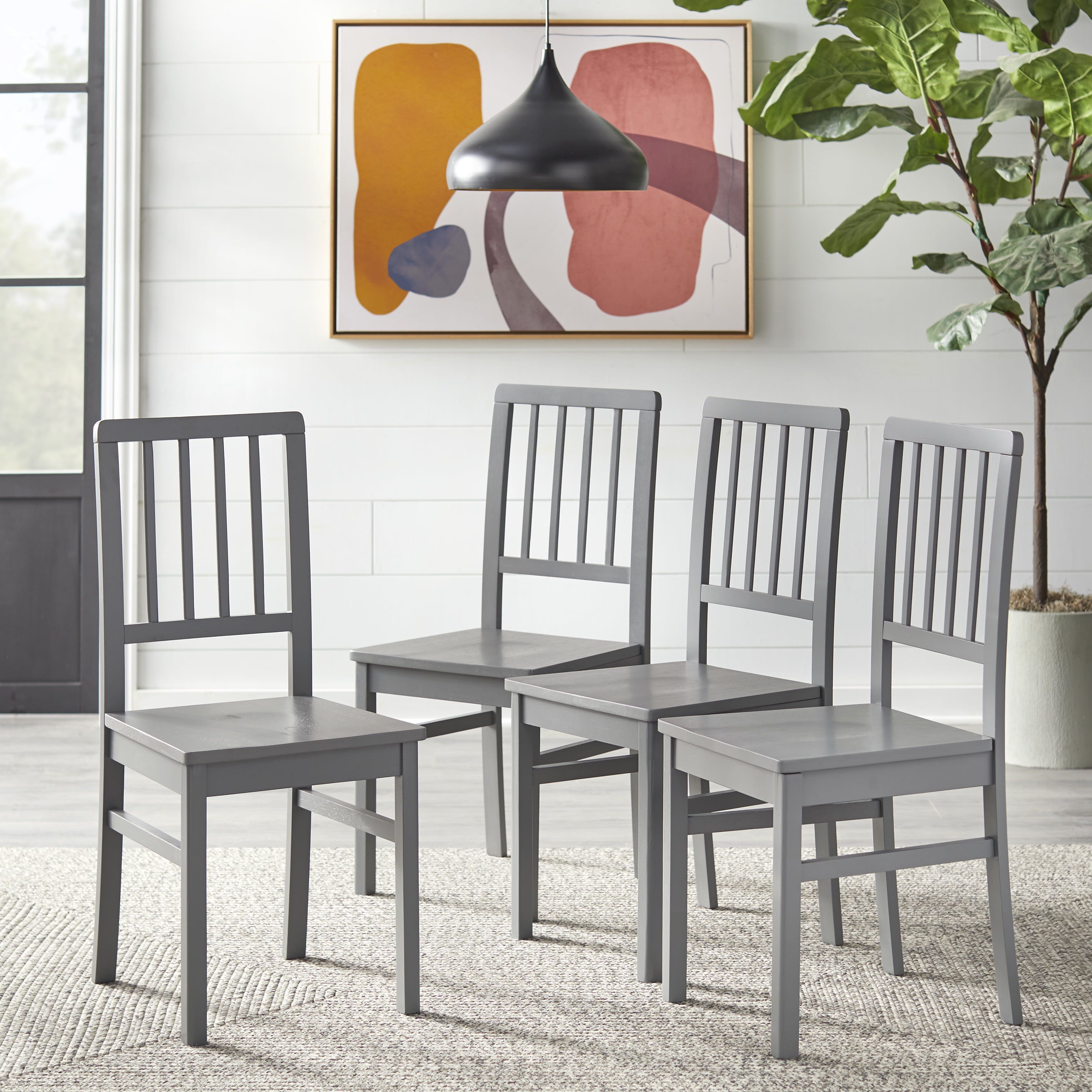 Camden Gray Solid Wood Slat-Back Dining Chairs, Set of 4