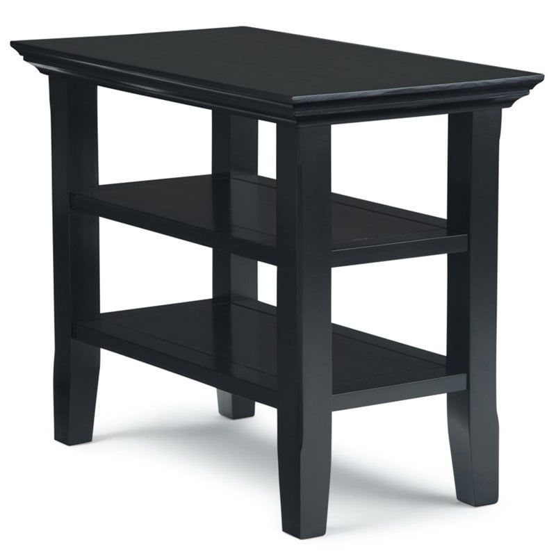 Acadian Solid Wood 14" Black Rectangular Narrow Side Table