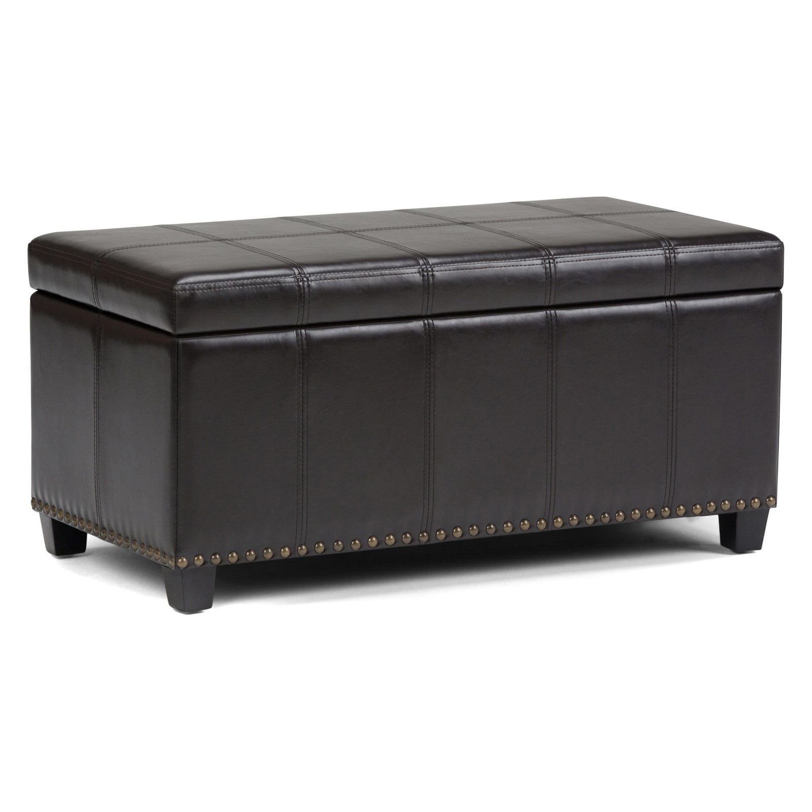 Tanner's Brown Faux Leather Rectangular Storage Bench Ottoman