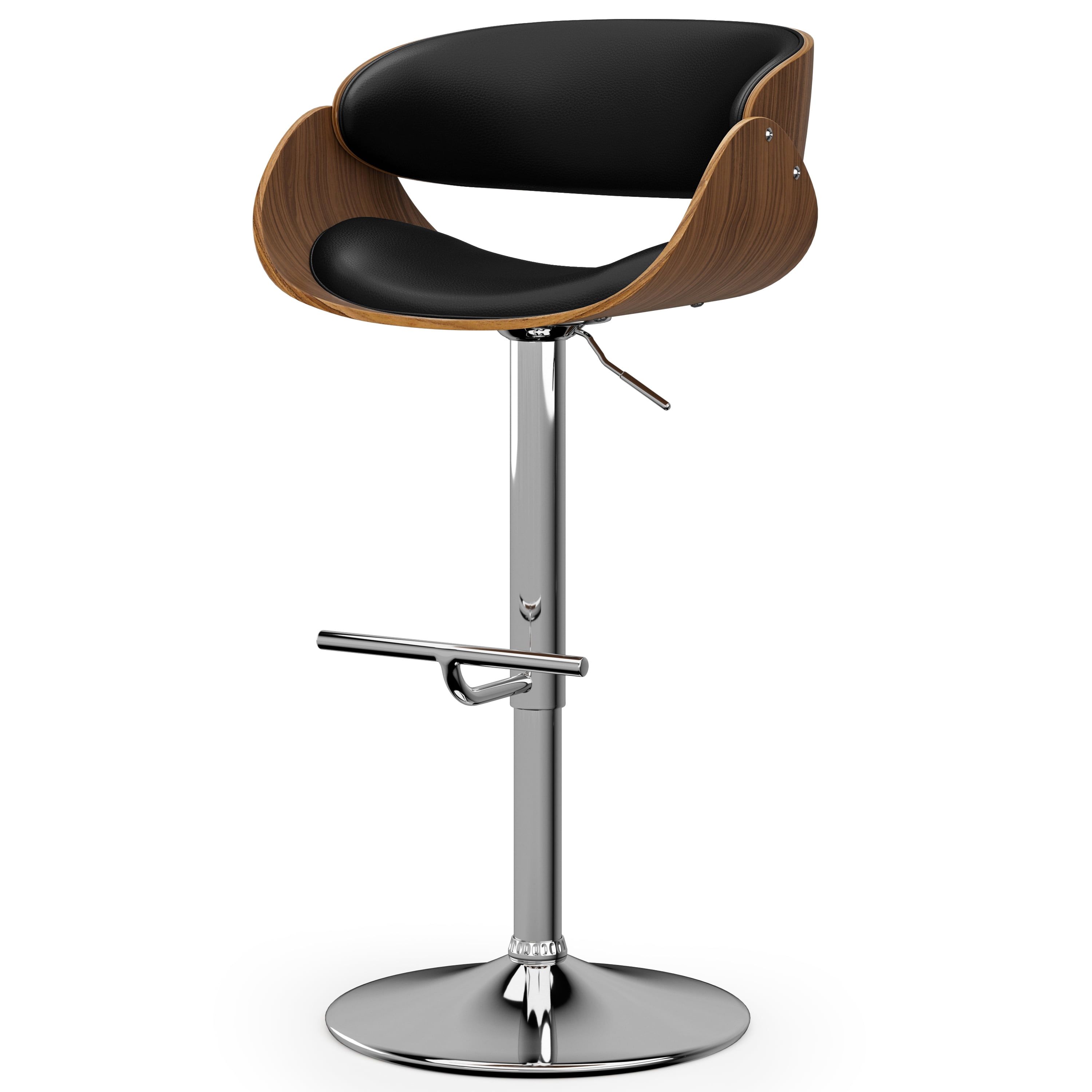 Amery Adjustable Swivel Black Wood and Metal Bar Stool