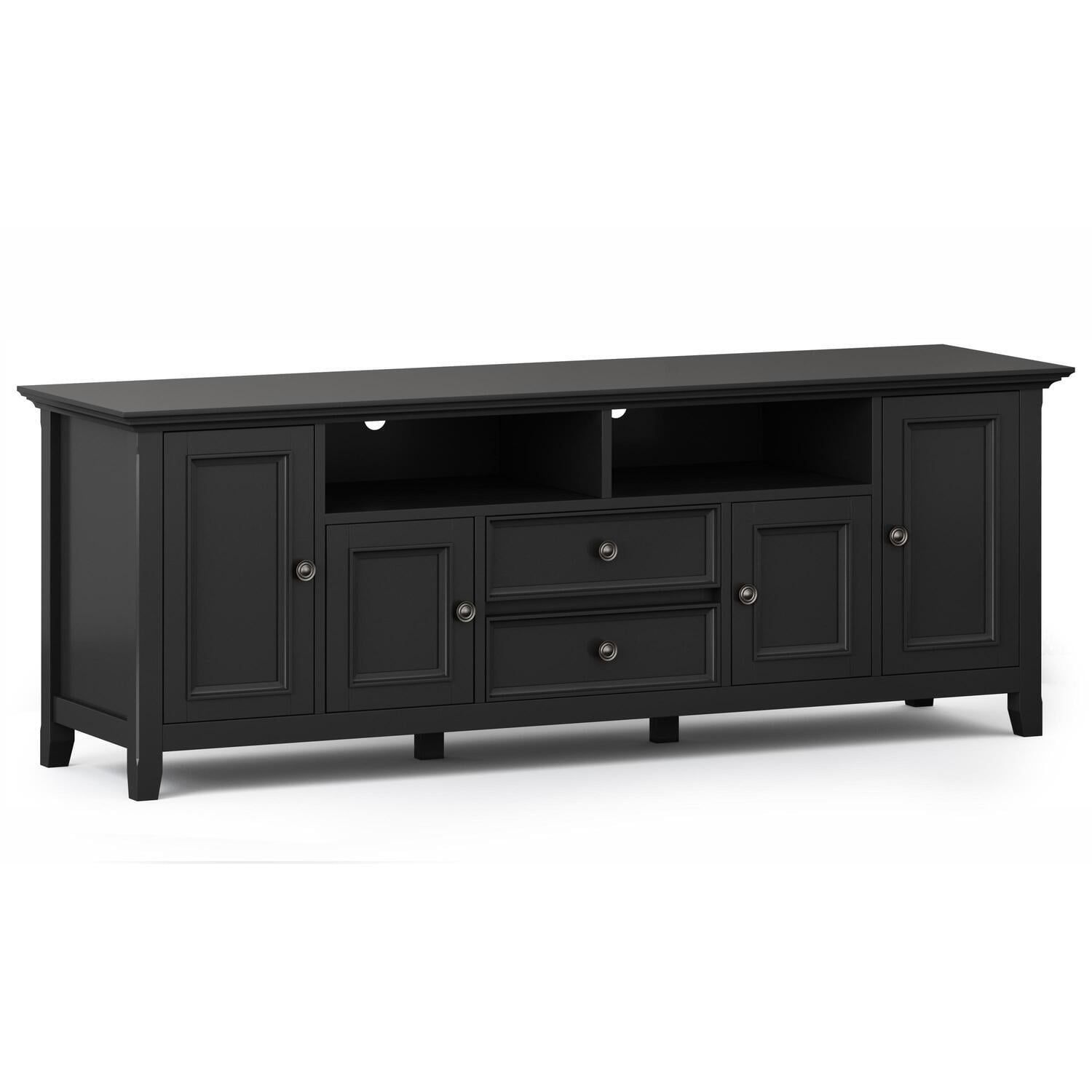 Amherst Black Solid Wood 72" TV Media Stand with Cabinets