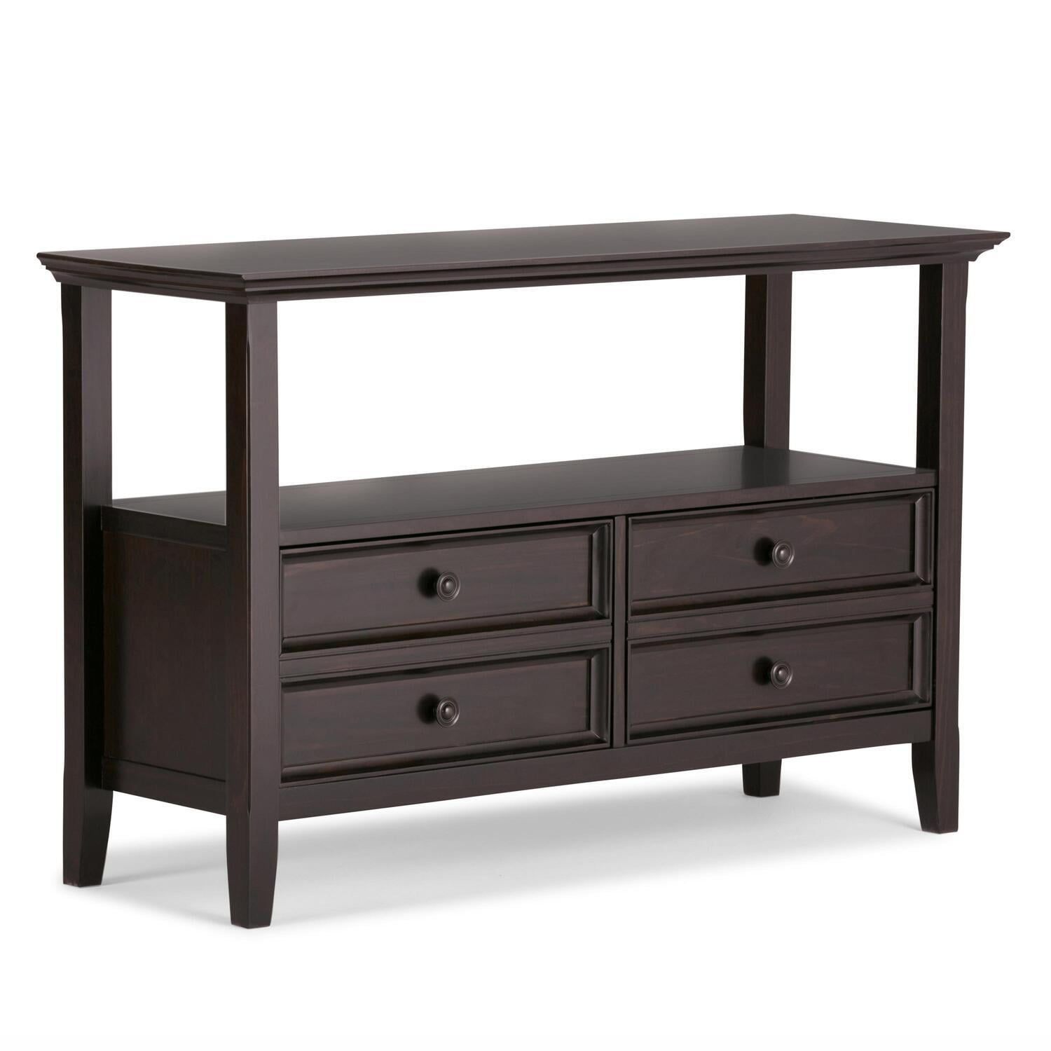 Hickory Brown Solid Wood Console Table with Storage Drawers