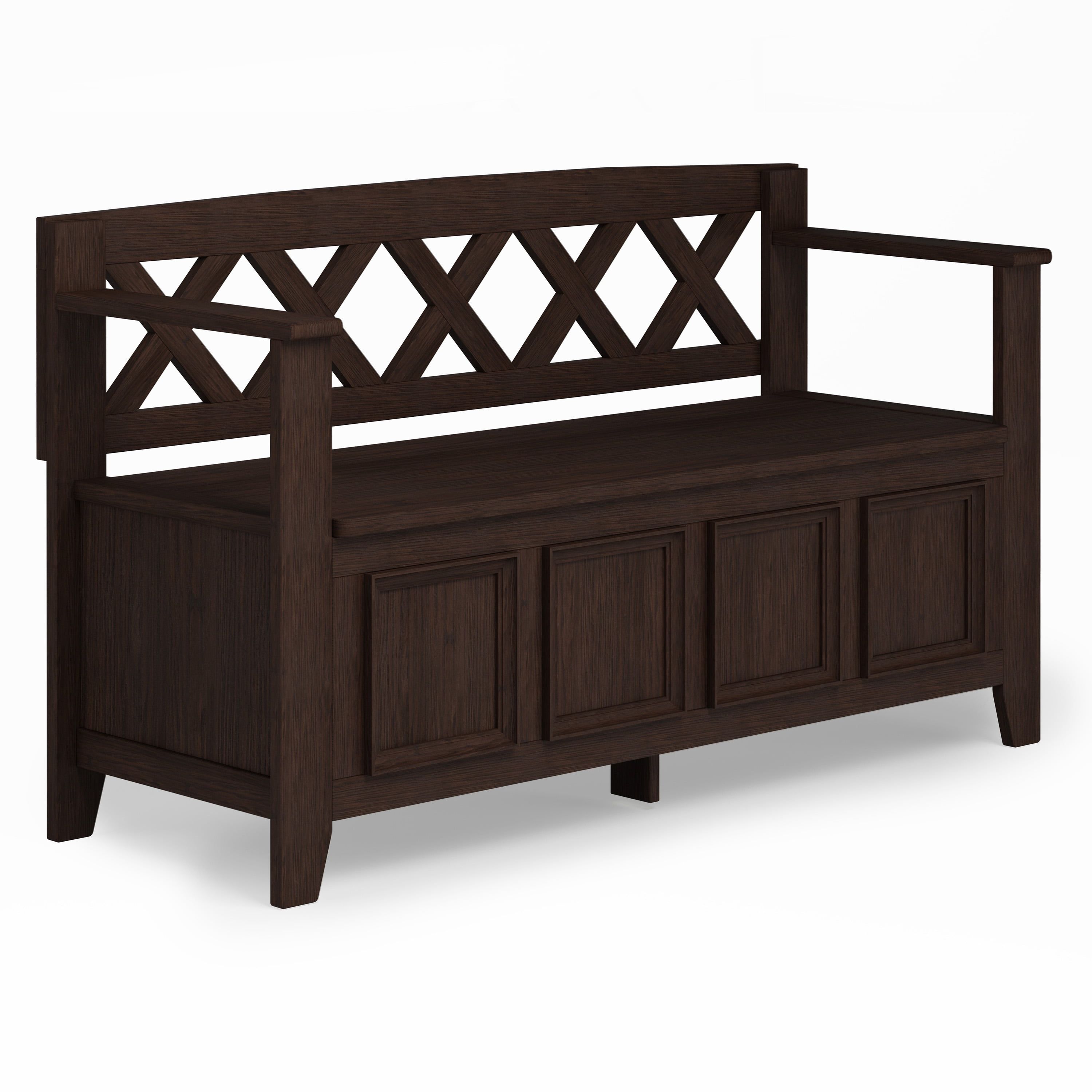 Amherst Farmhouse Brown Solid Wood Entryway Storage Bench