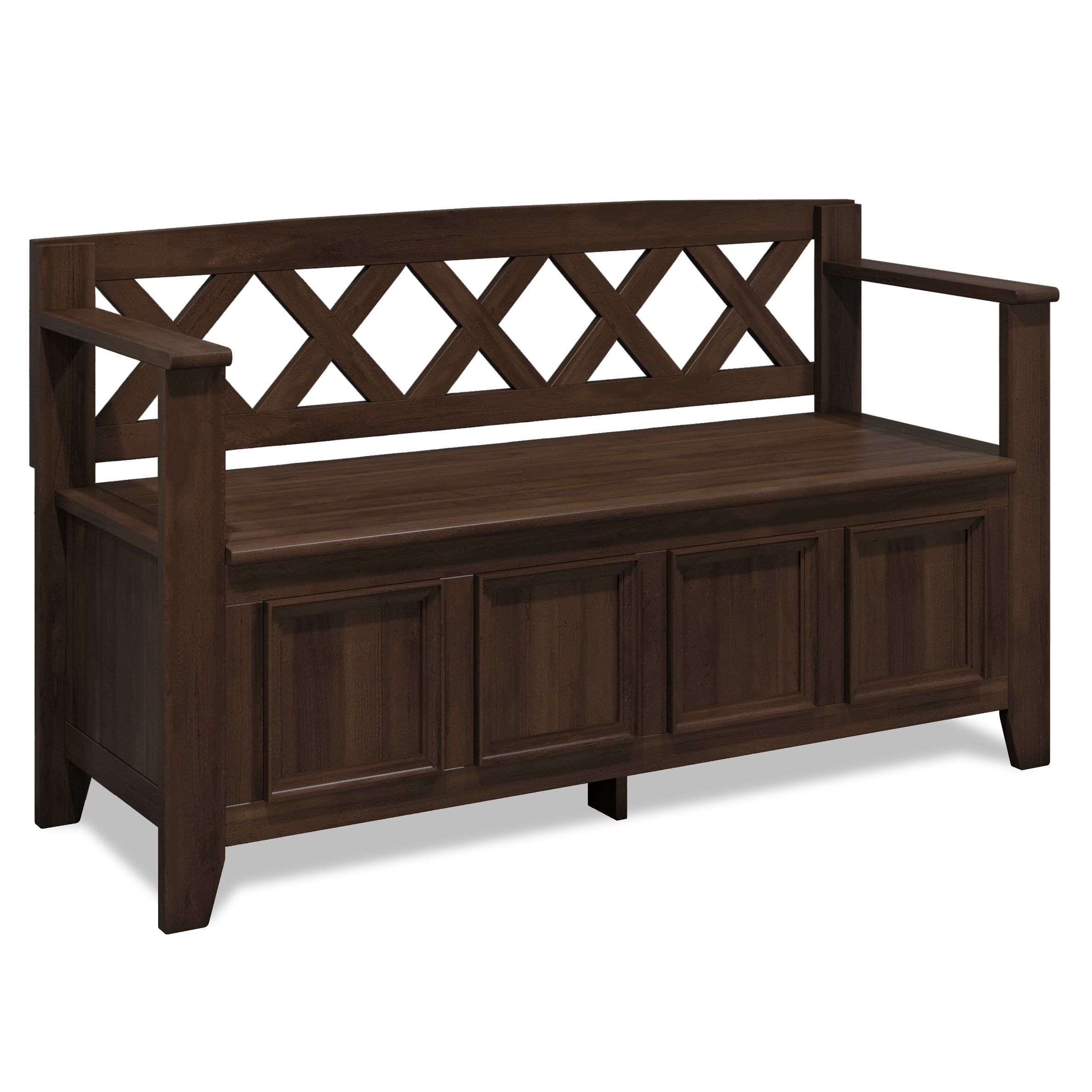 Amherst Natural Aged Brown Solid Wood Entryway Storage Bench
