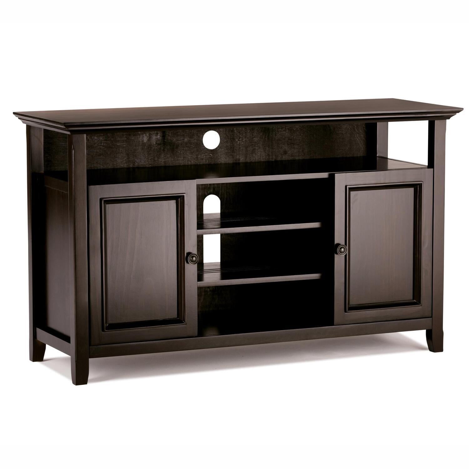 Hickory Brown Pine Wood 54" TV Media Stand with Cabinets