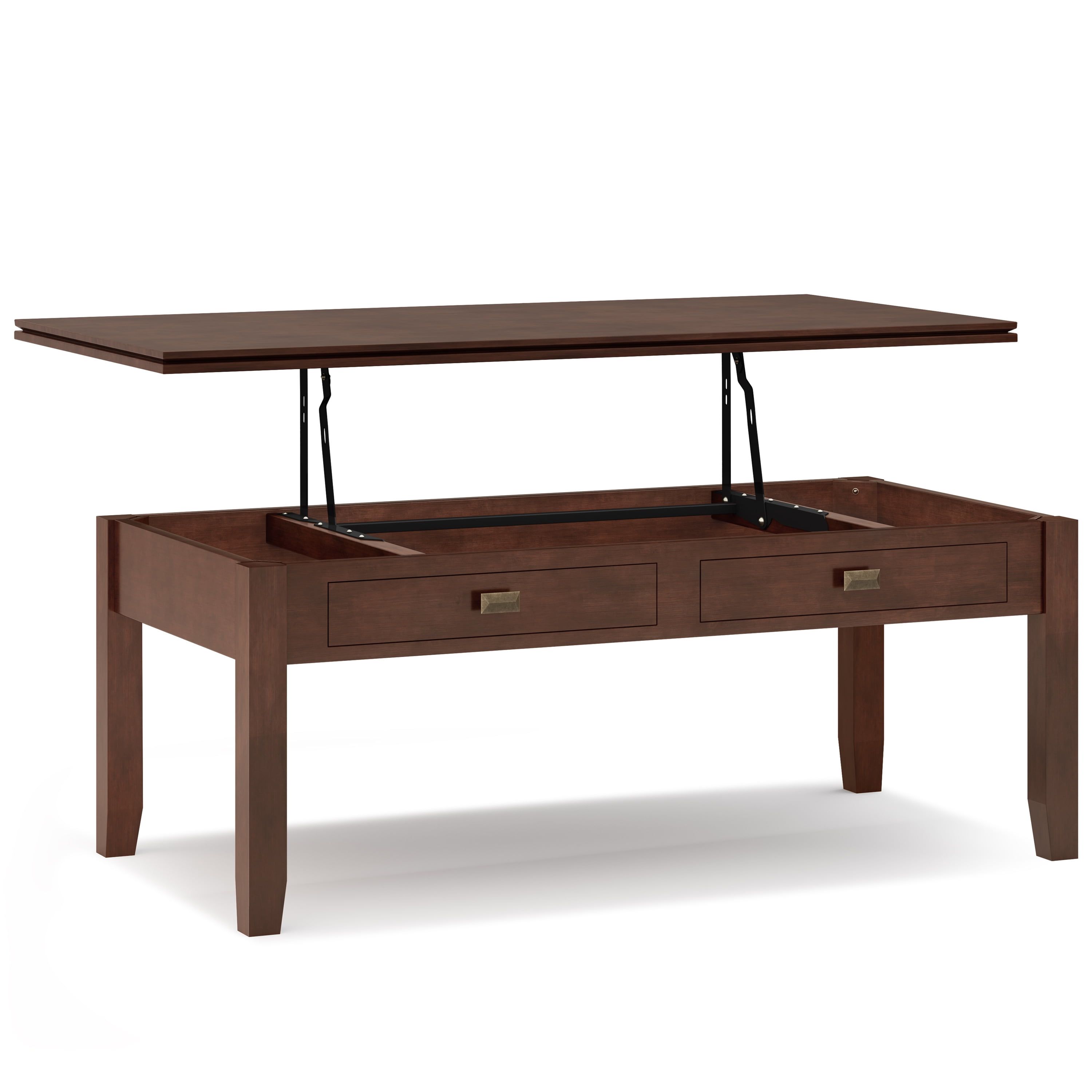 Russet Brown Solid Wood Lift-Top Coffee Table with Storage