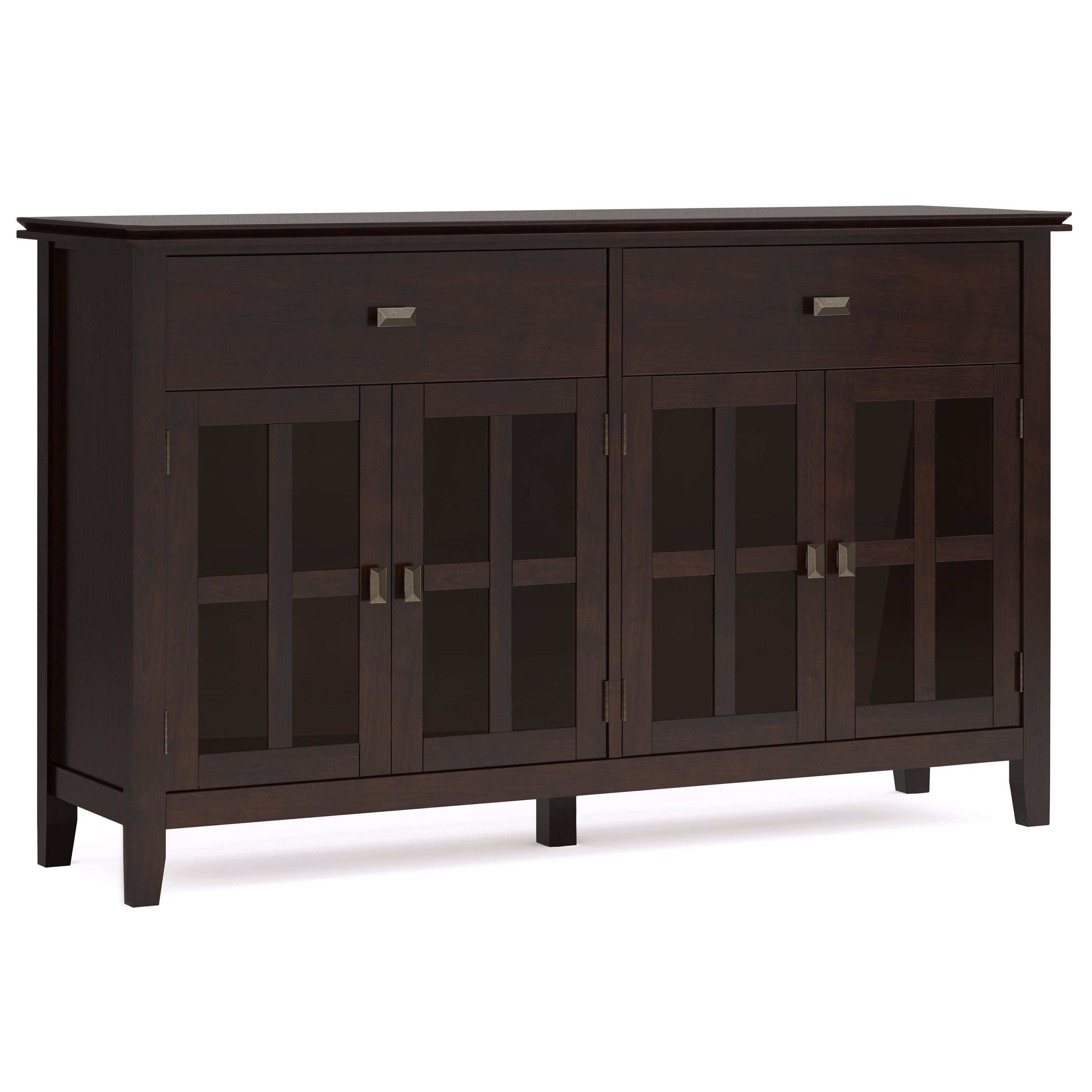 Artisan Dark Chestnut Brown Solid Wood 60" 4-Door Sideboard Buffet