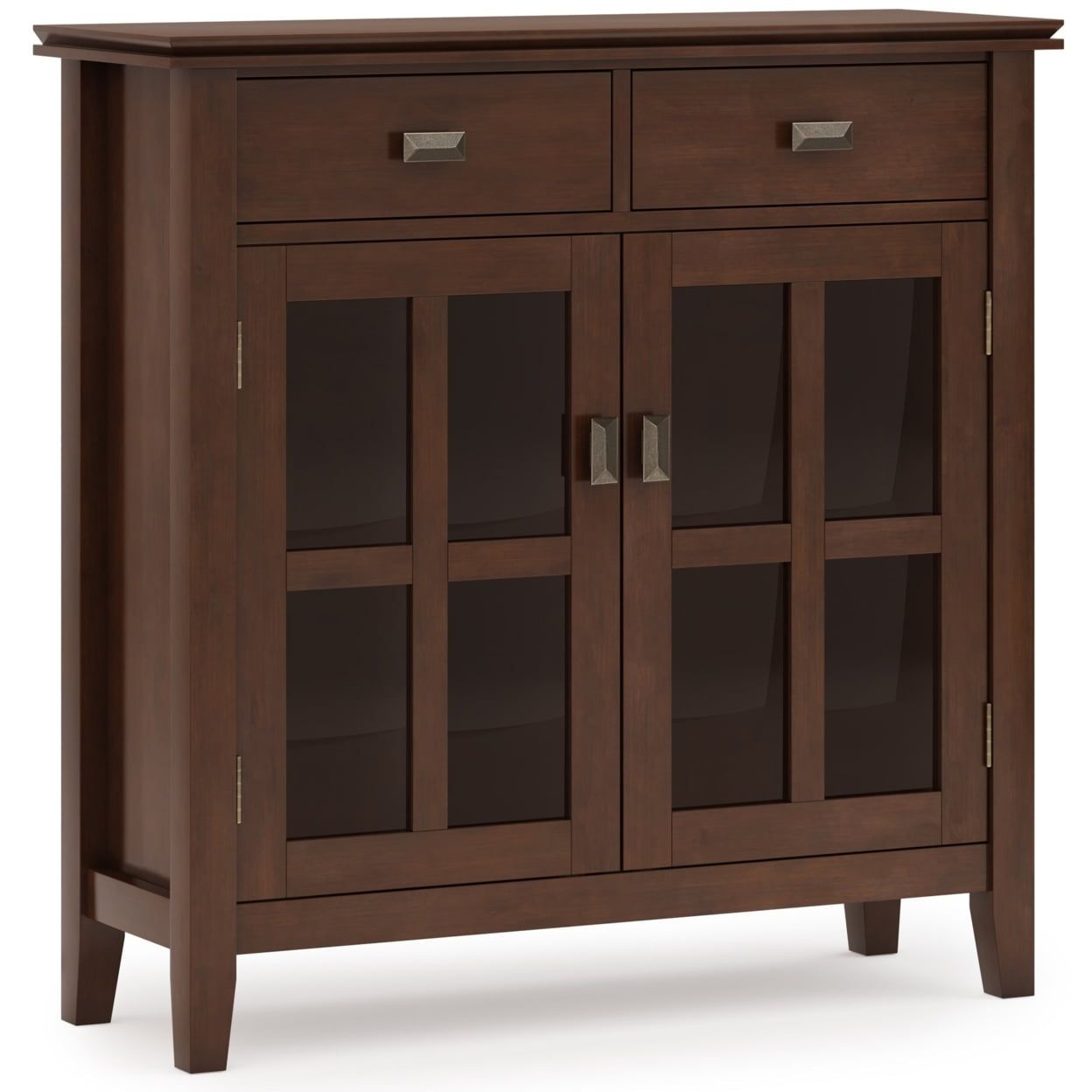 Russet Brown Solid Wood Entryway Storage Cabinet with Adjustable Shelves