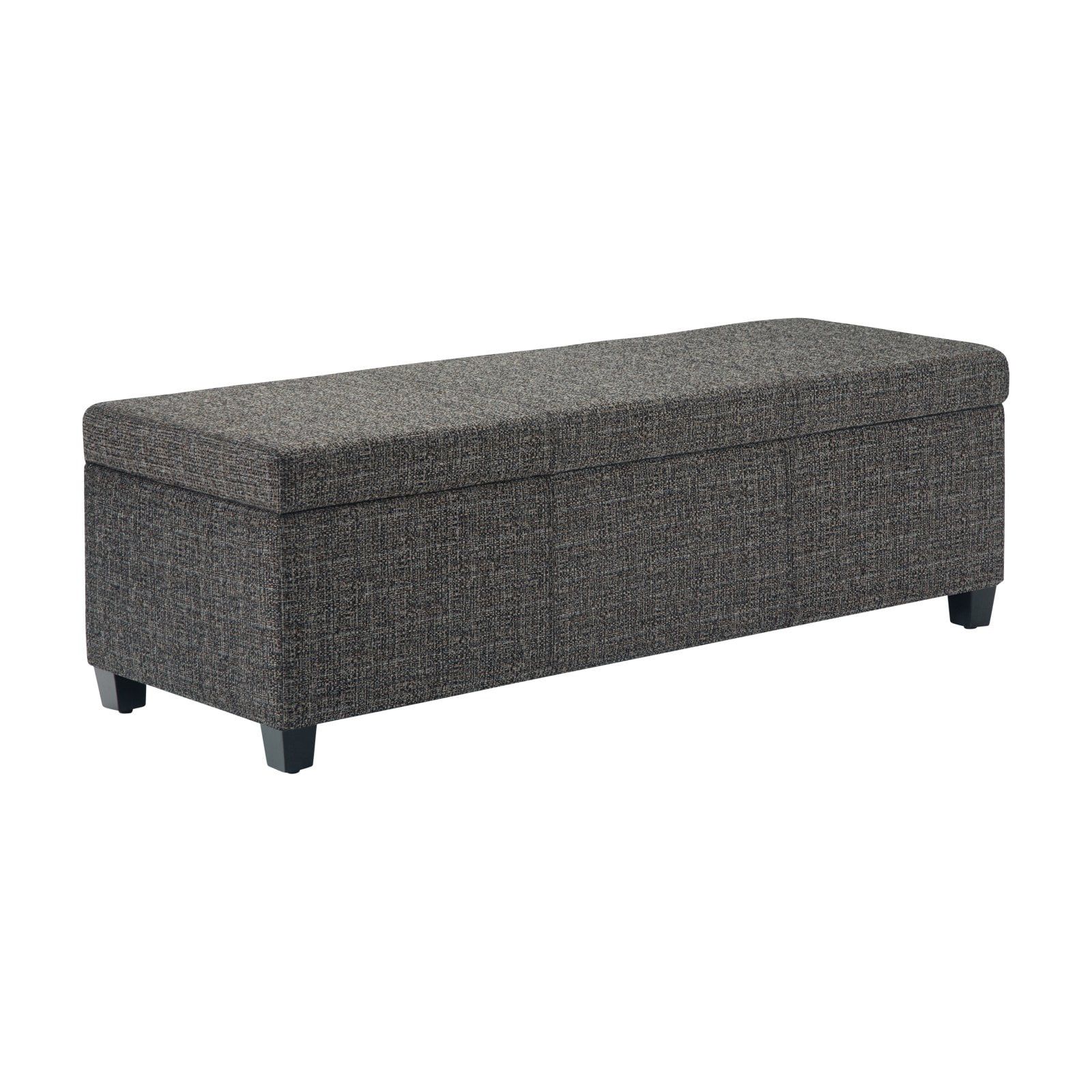 Dark Gray Tweed Upholstered Storage Ottoman Bench