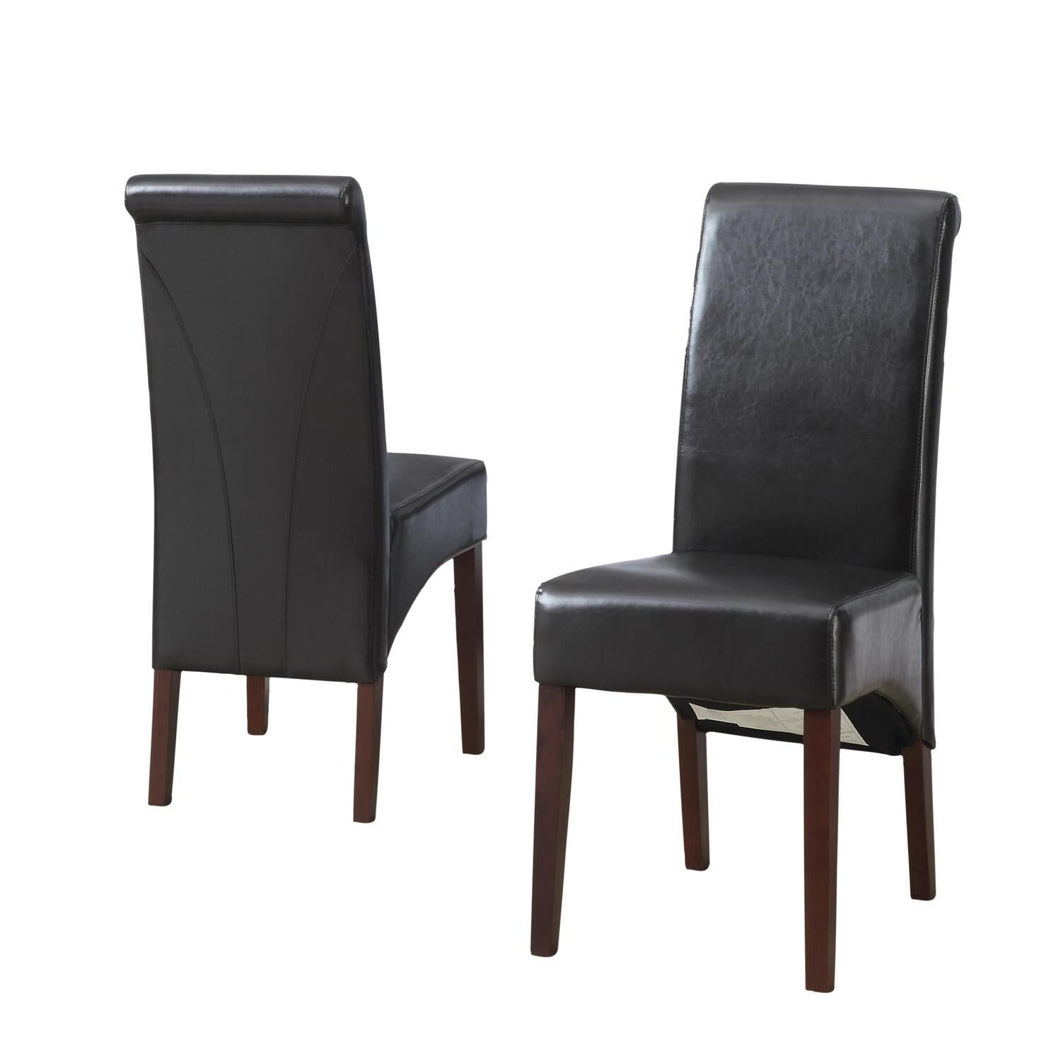 Tanners Brown Faux Leather Upholstered Parsons Side Chair Set