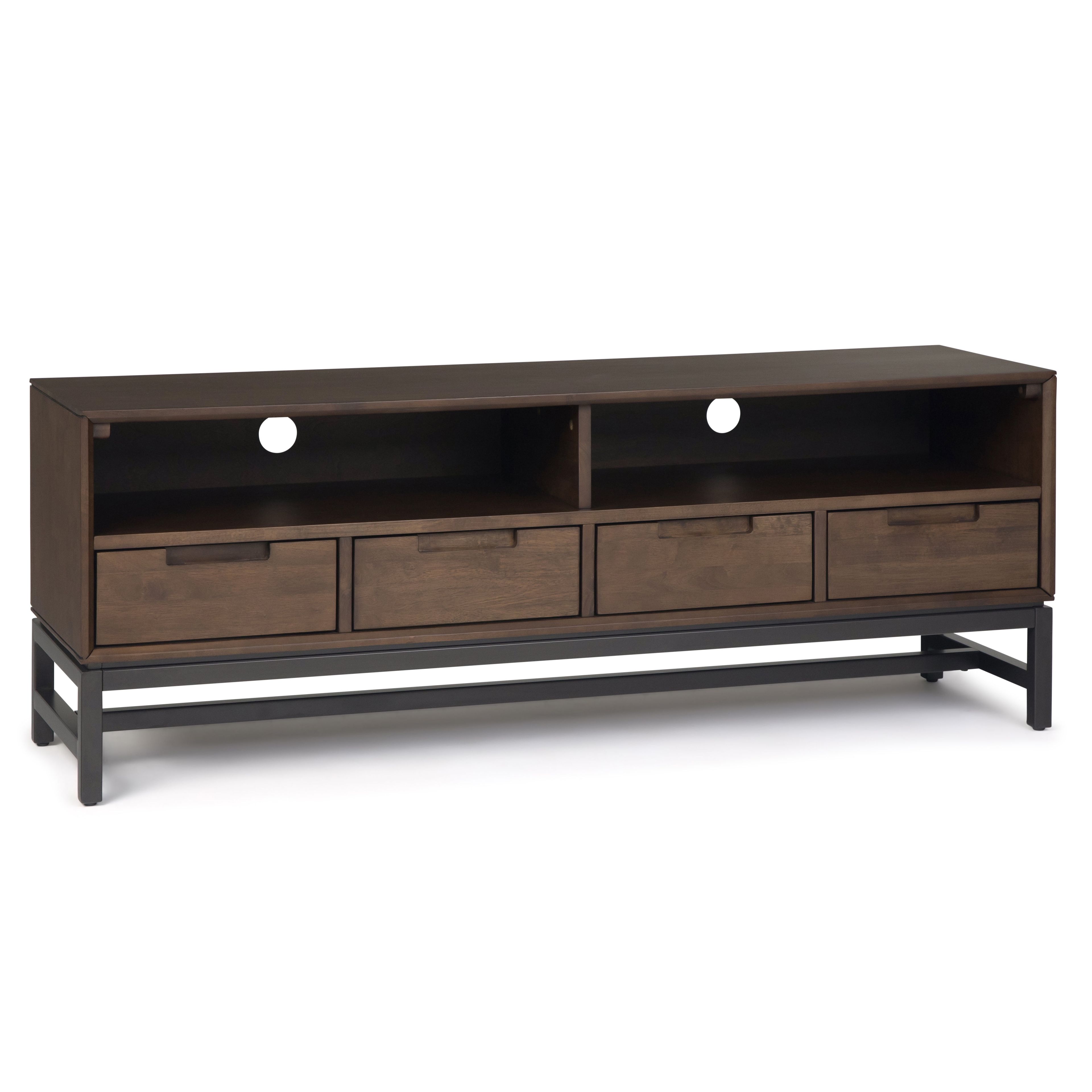 Banting 60" Walnut Brown Solid Wood TV Stand with Cabinet