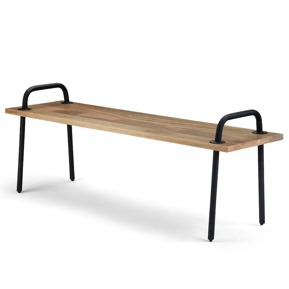 Berkeley Natural Mango Wood Entryway Bench with Metal Legs