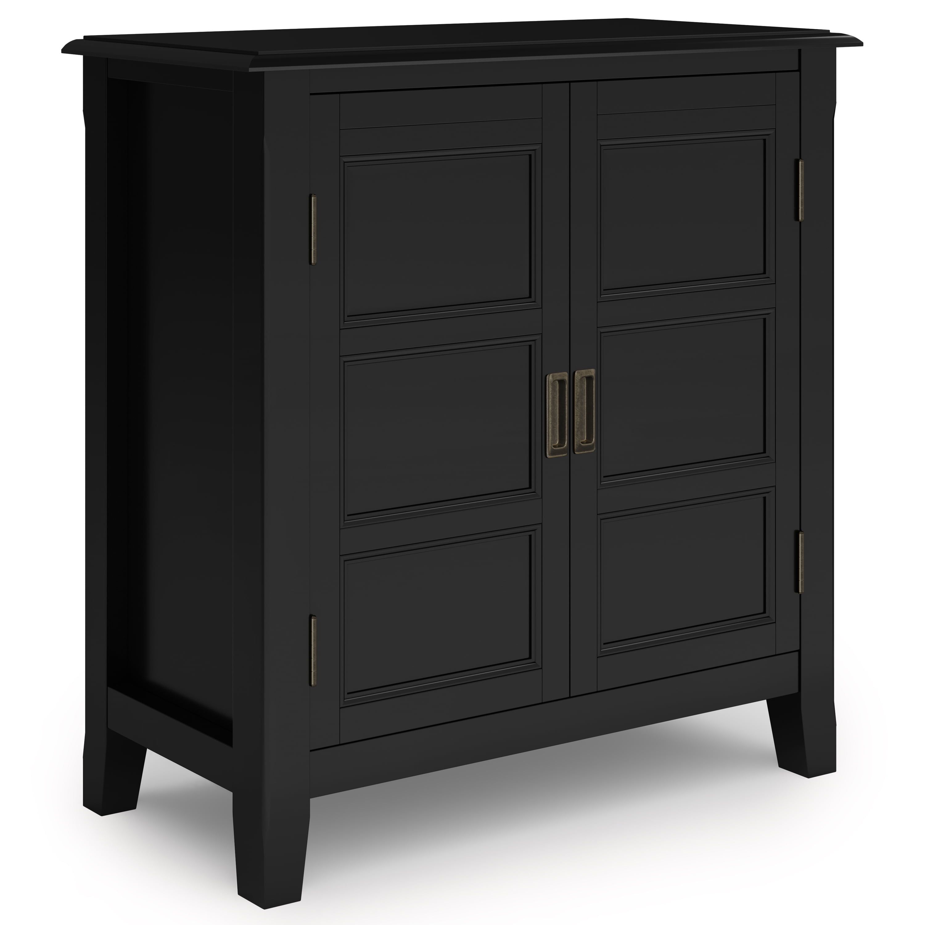 Burlington Black Solid Wood Low Storage Cabinet with Adjustable Shelves