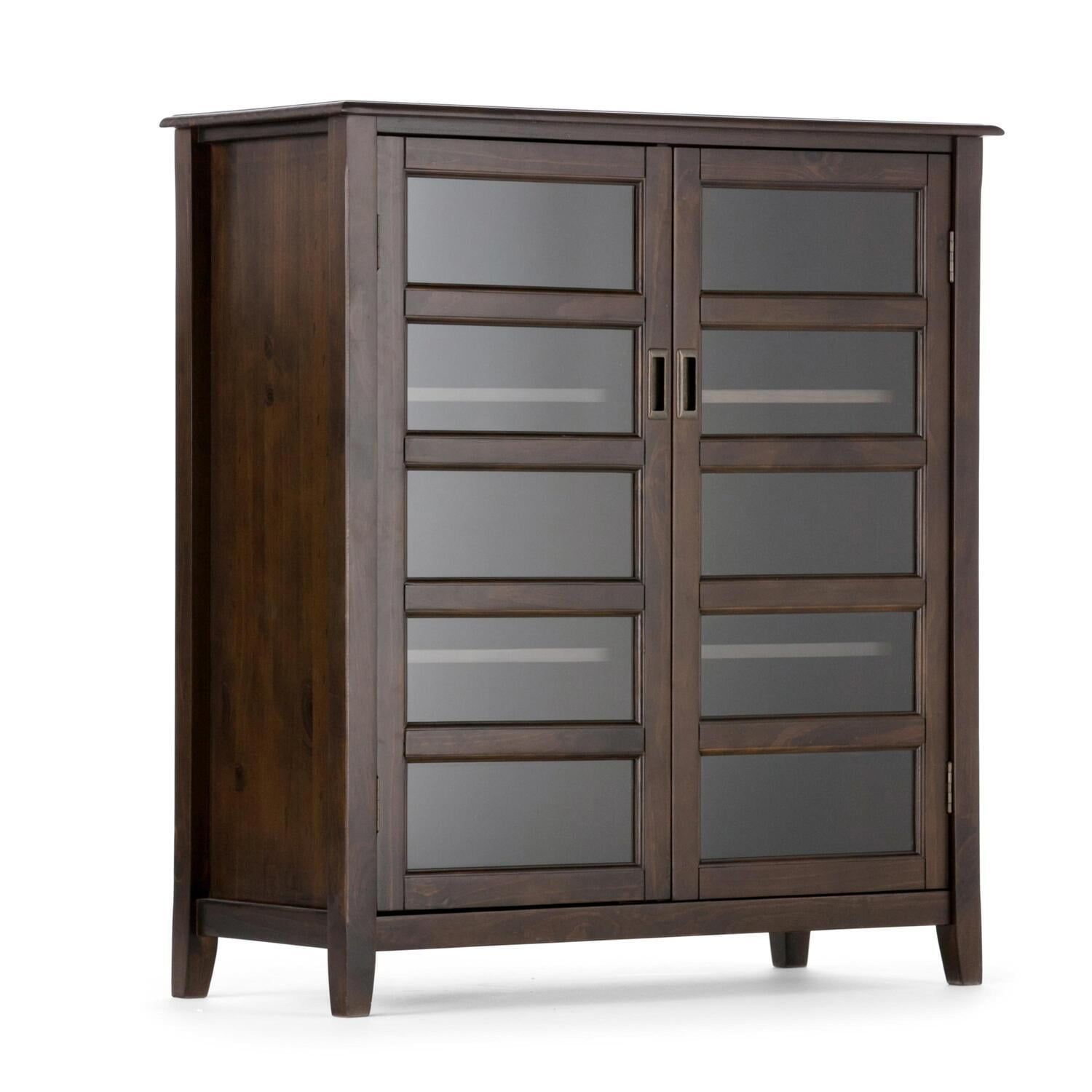 Burlington Medium Mahogany Brown Storage Cabinet with Tempered Glass Doors