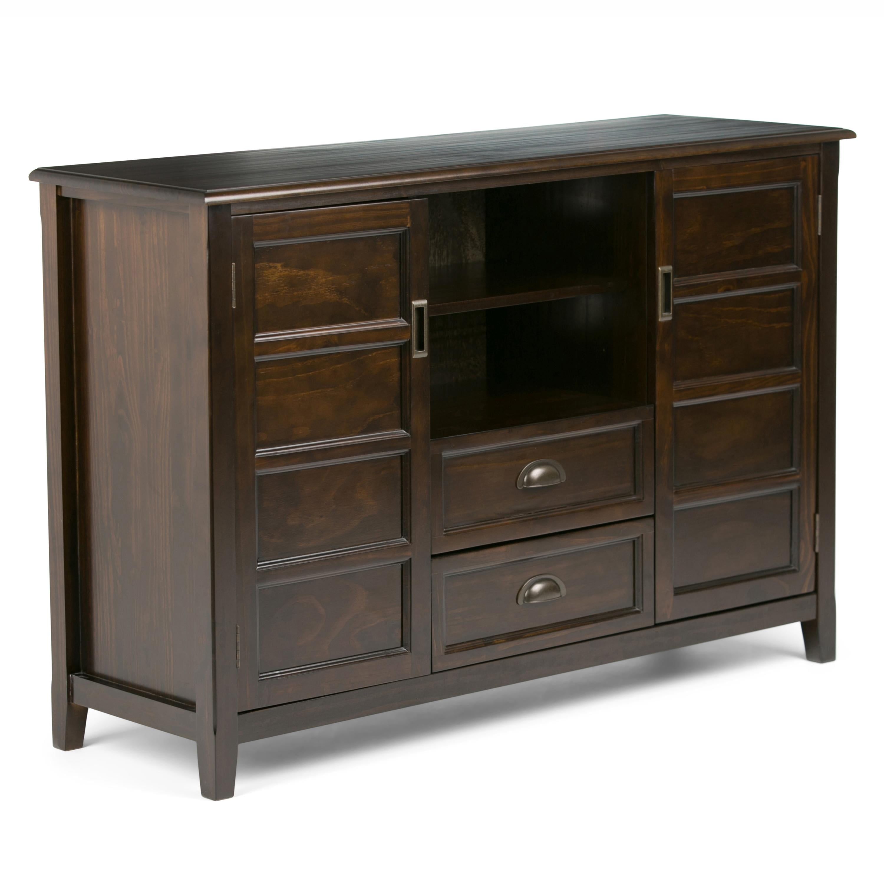 Mahogany Brown 60" Solid Wood TV Stand with Cabinets