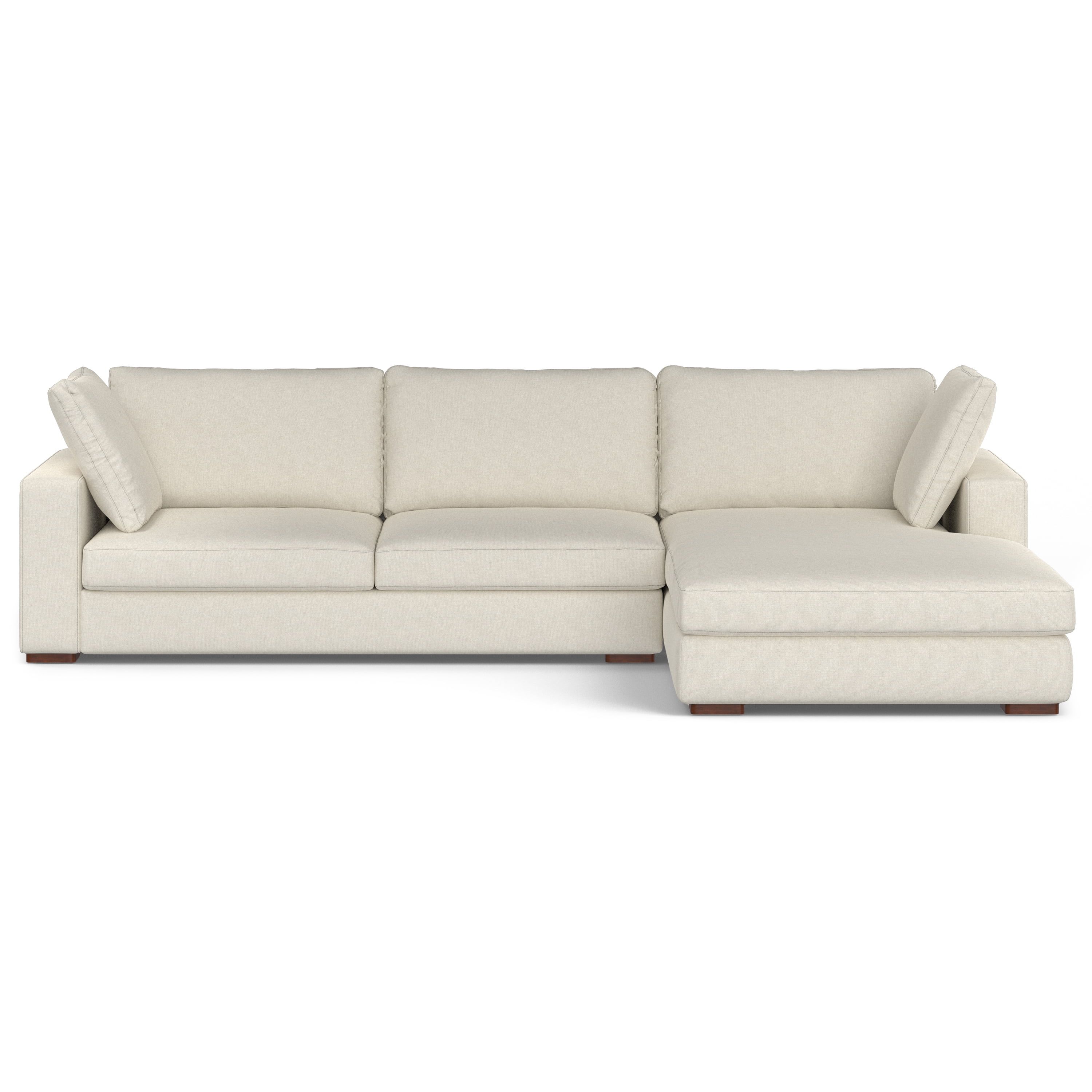 Cream Fabric Right-Facing Sectional Sofa with Chaise