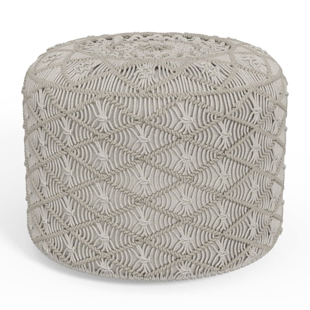 Coates Contemporary Cloud Grey Cotton Round Pouf