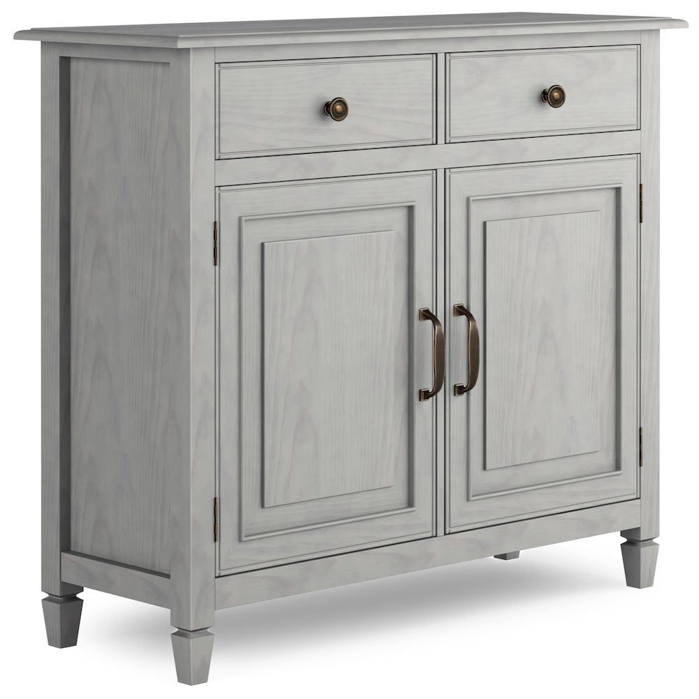 Fog Grey Solid Wood Entryway Storage Cabinet with Adjustable Shelving