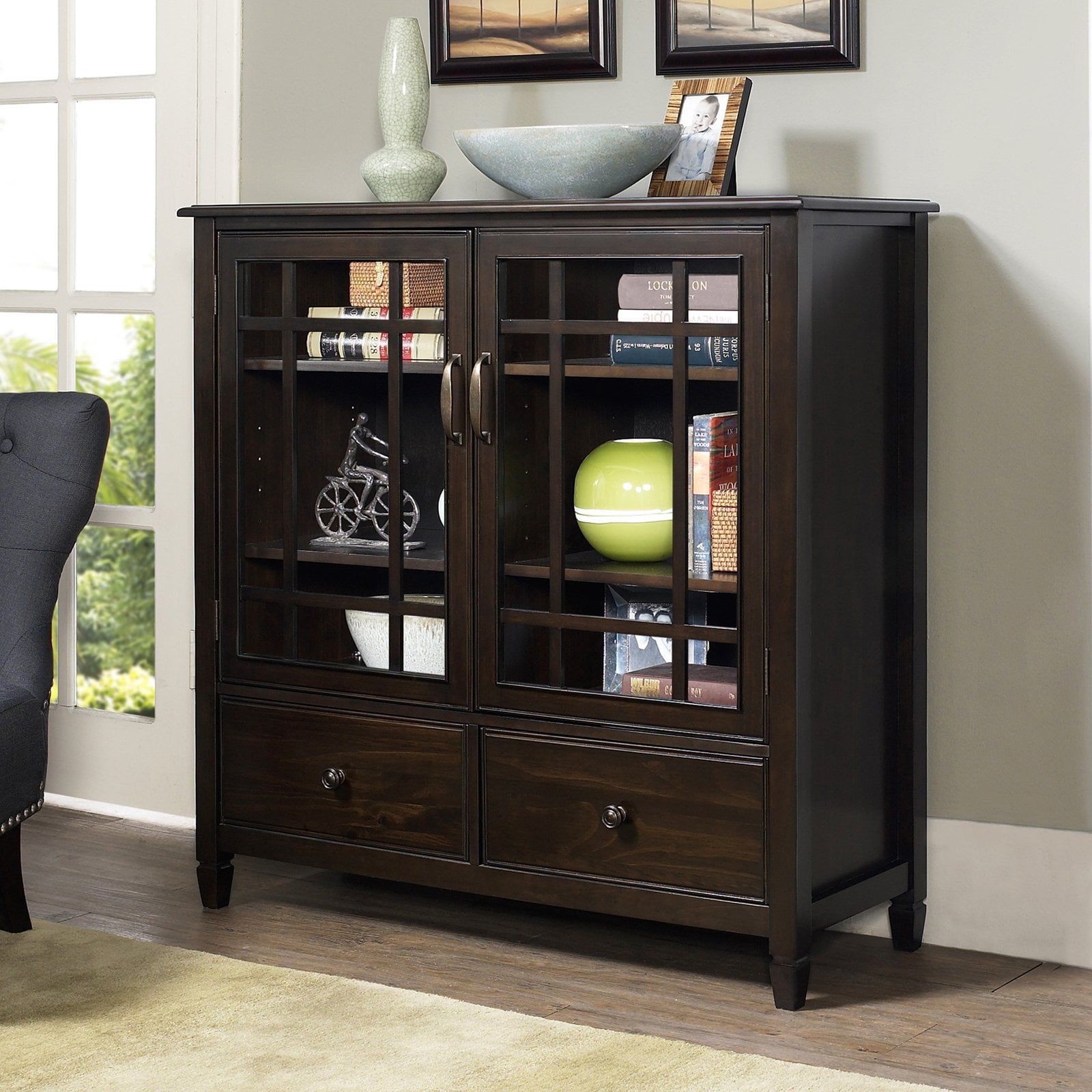 Connaught Dark Chestnut Brown Solid Pine Tall Storage Cabinet