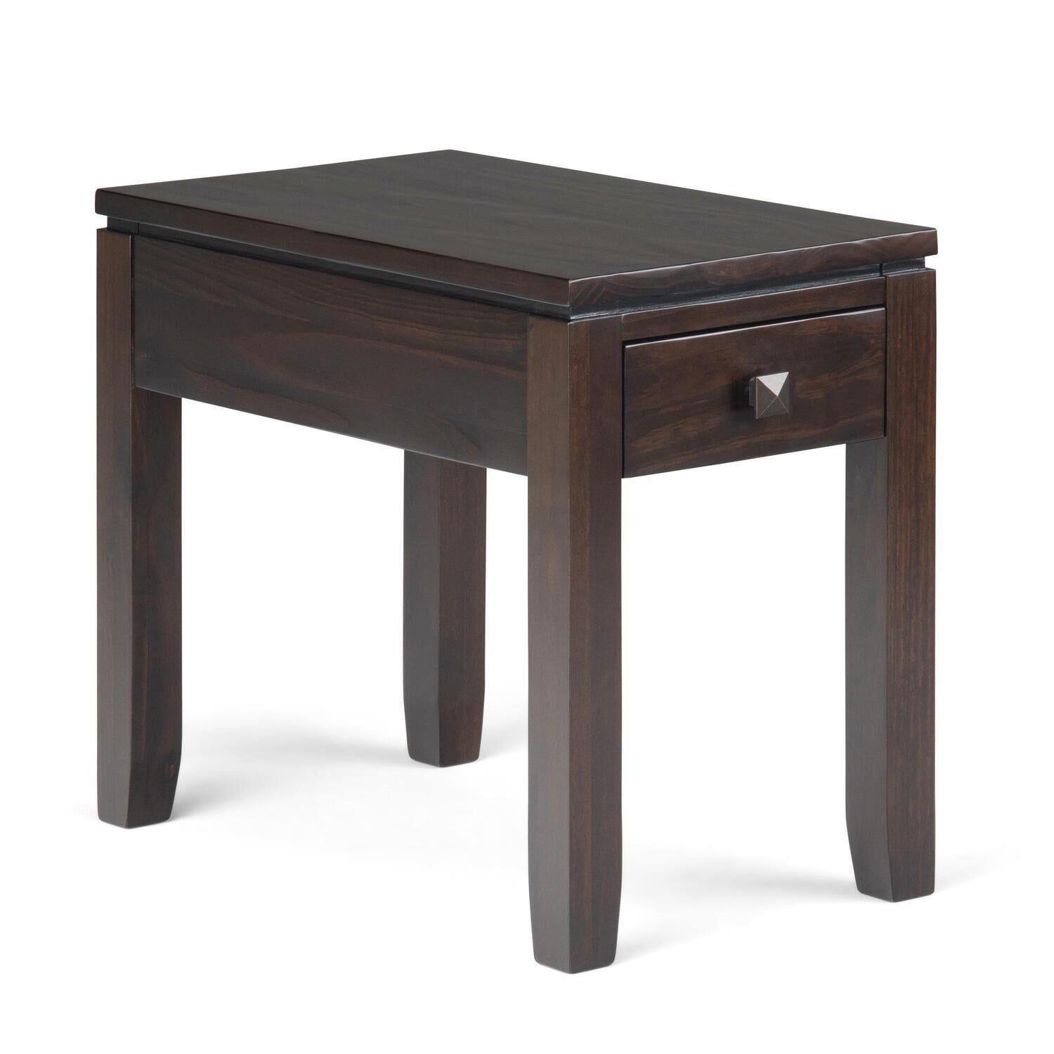 Cosmopolitan Mahogany Brown Solid Pine Narrow Side Table with Storage