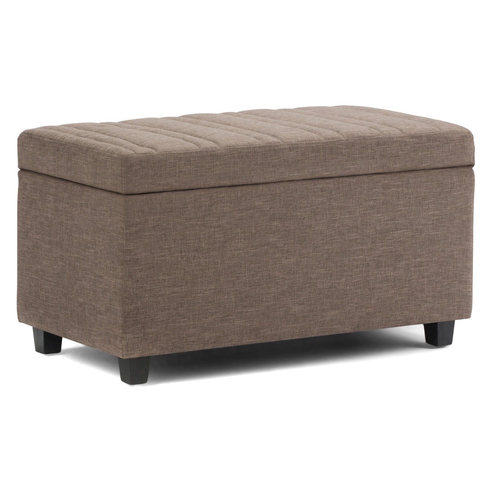 Fawn Brown Linen Rectangular Storage Ottoman Bench