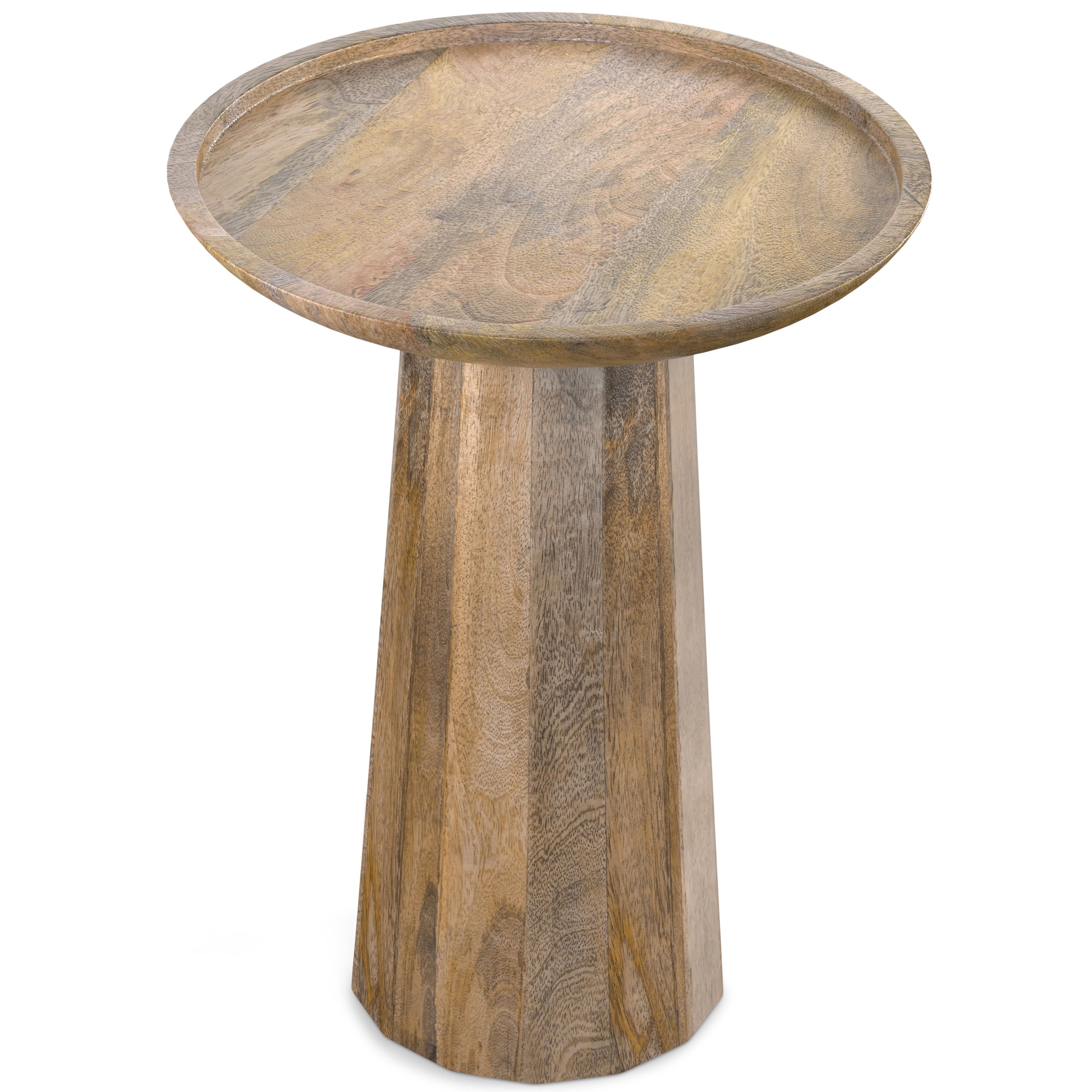 Natural Mango Wood 13-Inch Round Contemporary Accent Table