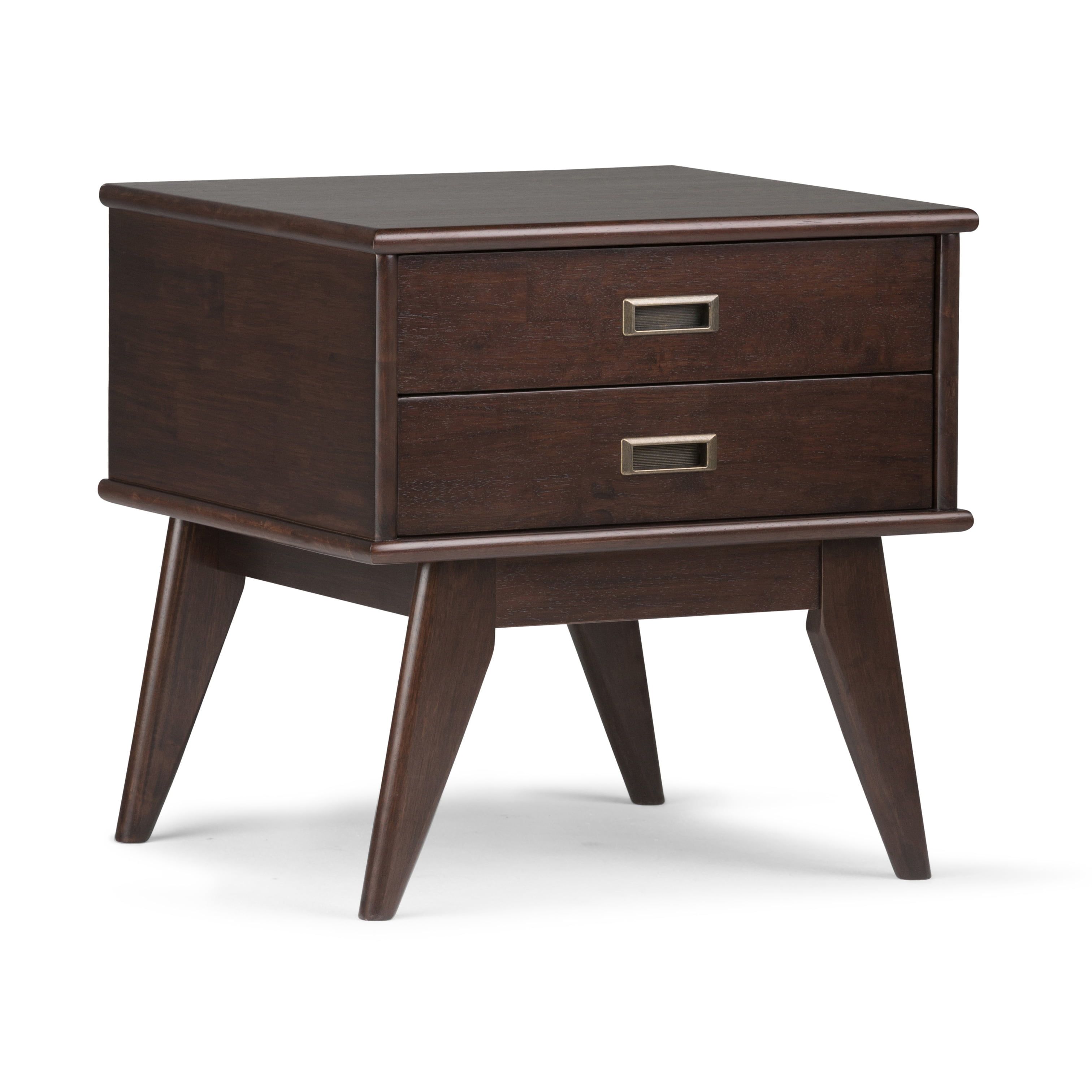 Draper Medium Auburn Brown Wood Side Table with Storage