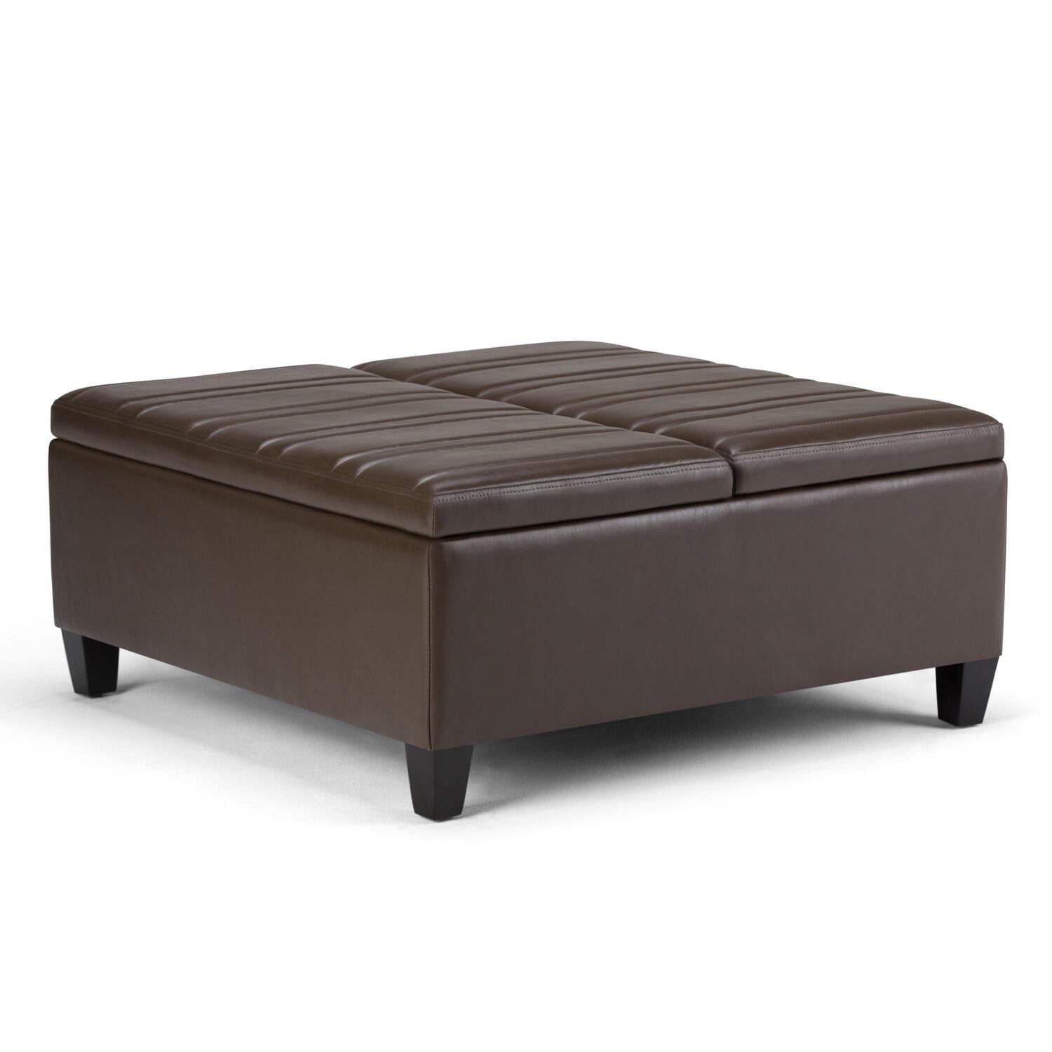 Ellis Chocolate Brown Faux Leather Tufted Cocktail Ottoman