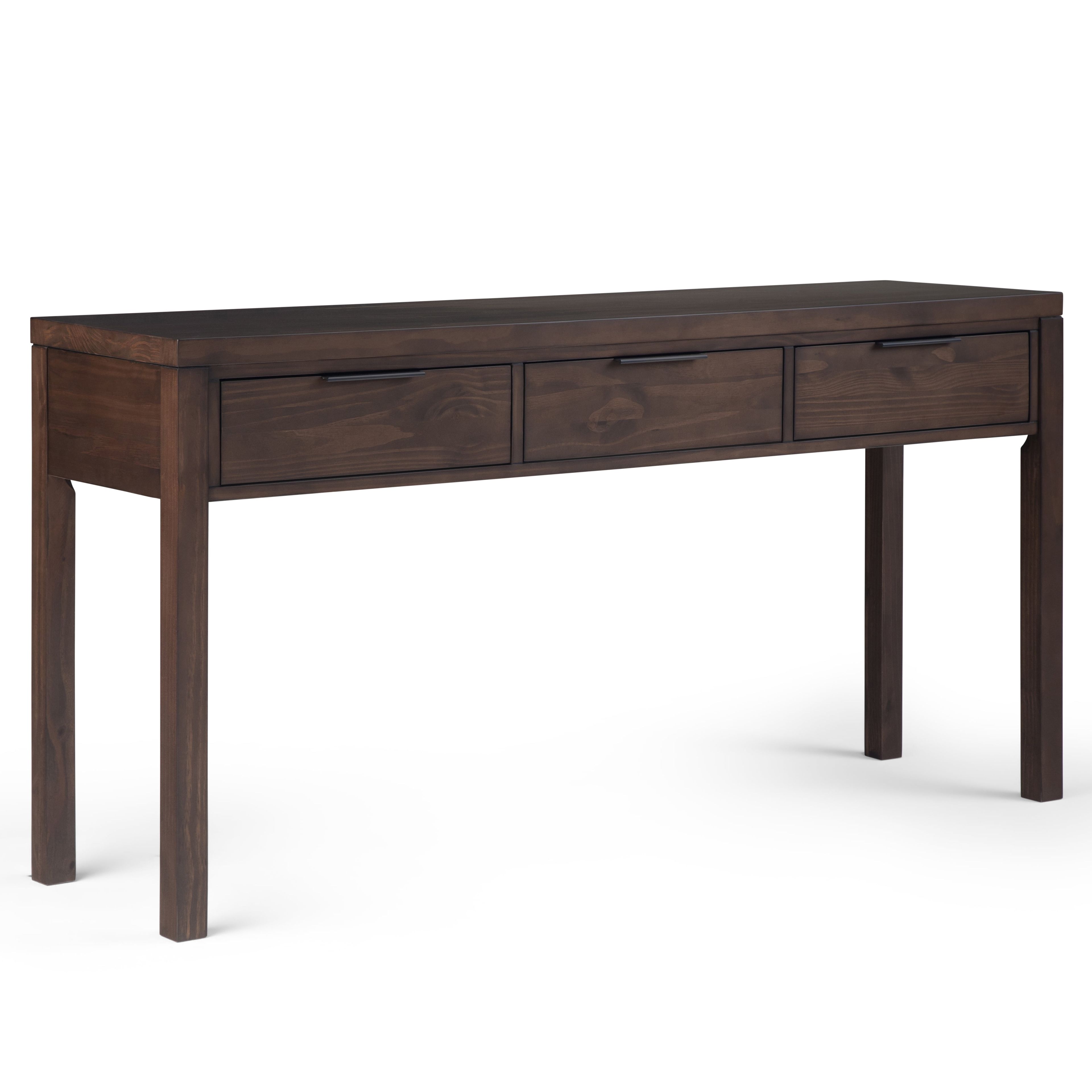 Hollander Warm Walnut Solid Wood Wide Console with Storage