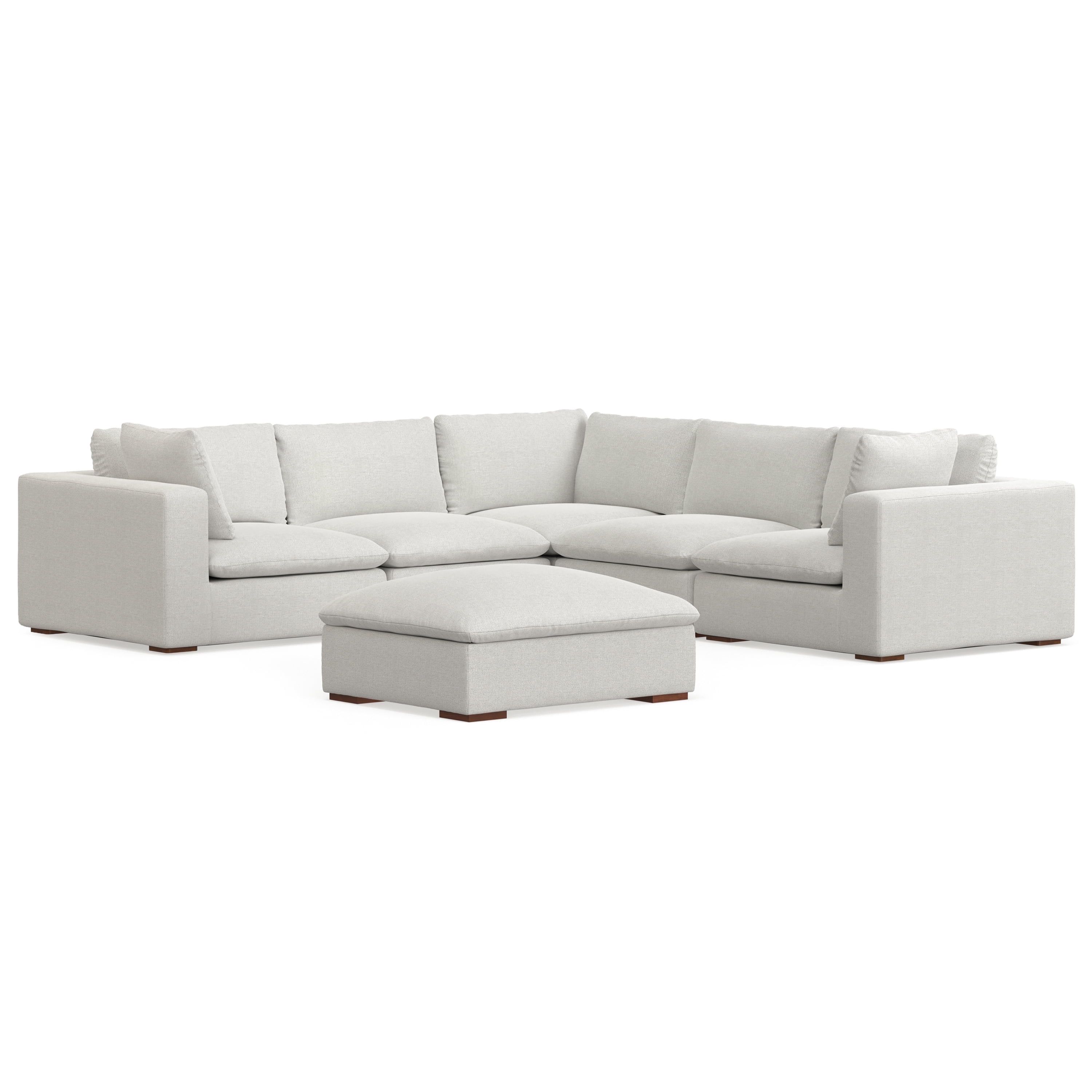 Jasmine Gray Fabric Modular Sofa and Ottoman Set