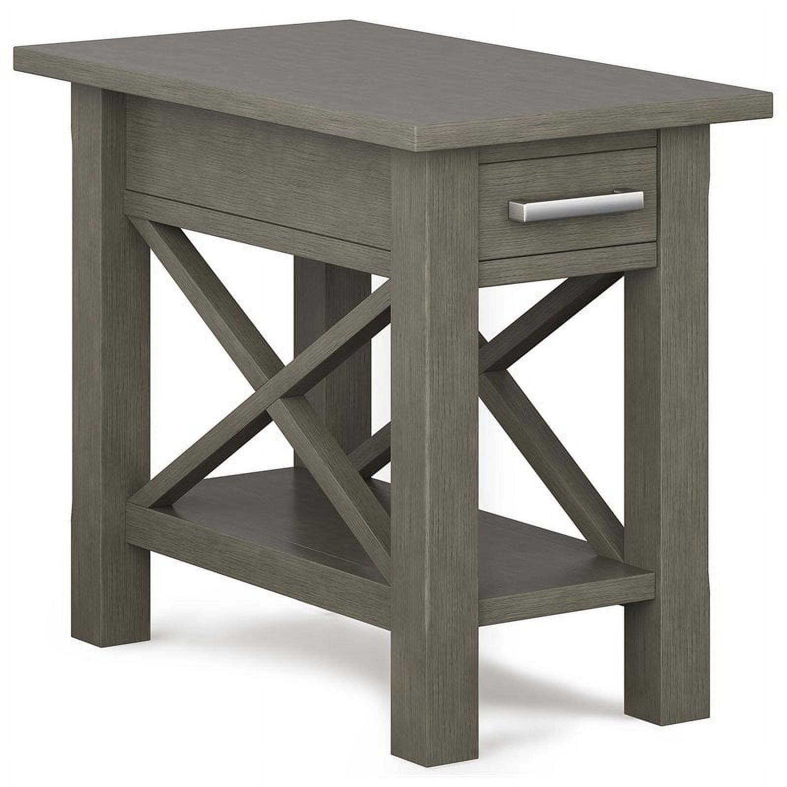 Farmhouse Gray Solid Wood Narrow End Table with Storage