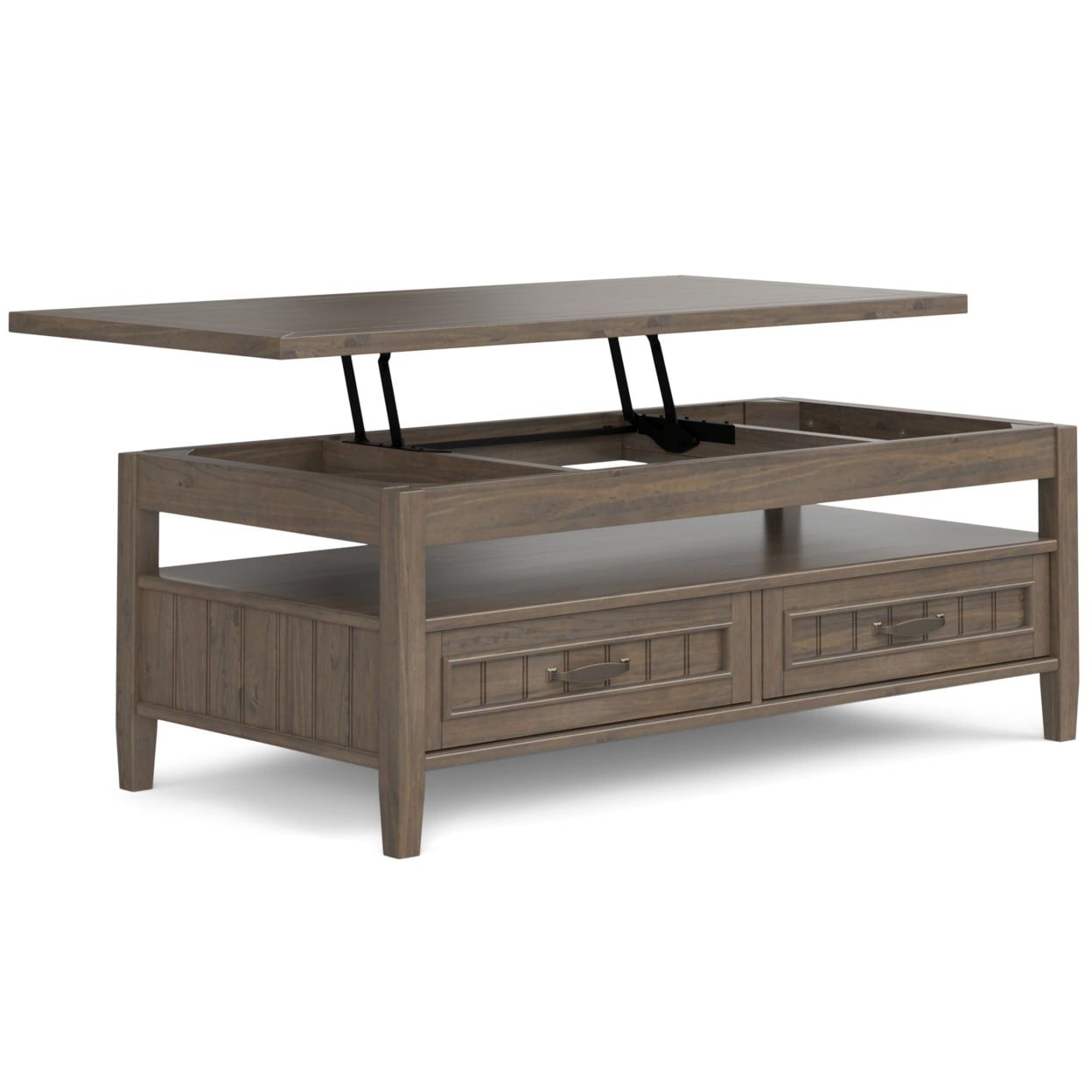 Smoky Brown Solid Wood Lift-Top Coffee Table with Storage