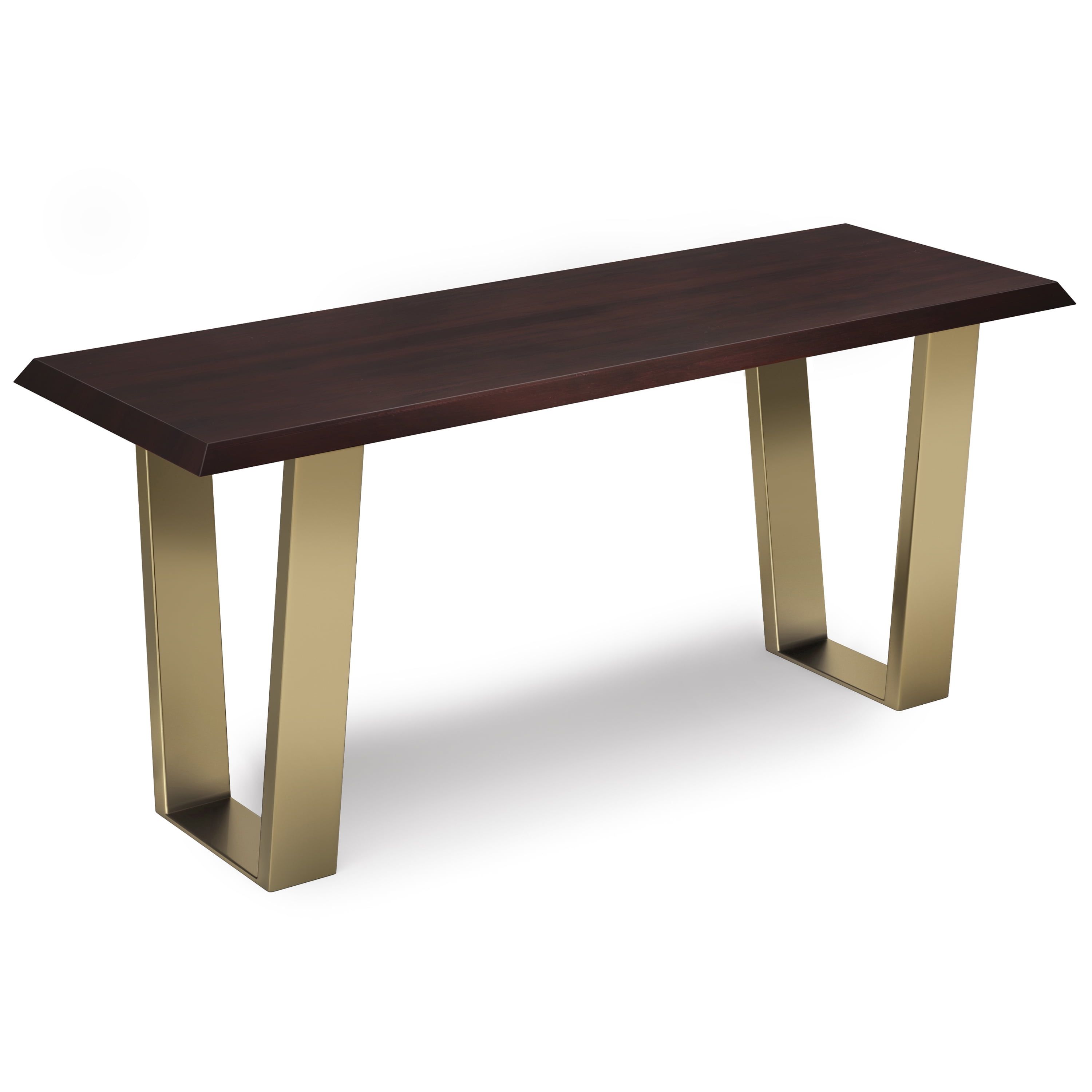 Cognac Contemporary Slimline Storage Bench in Solid Mango Wood