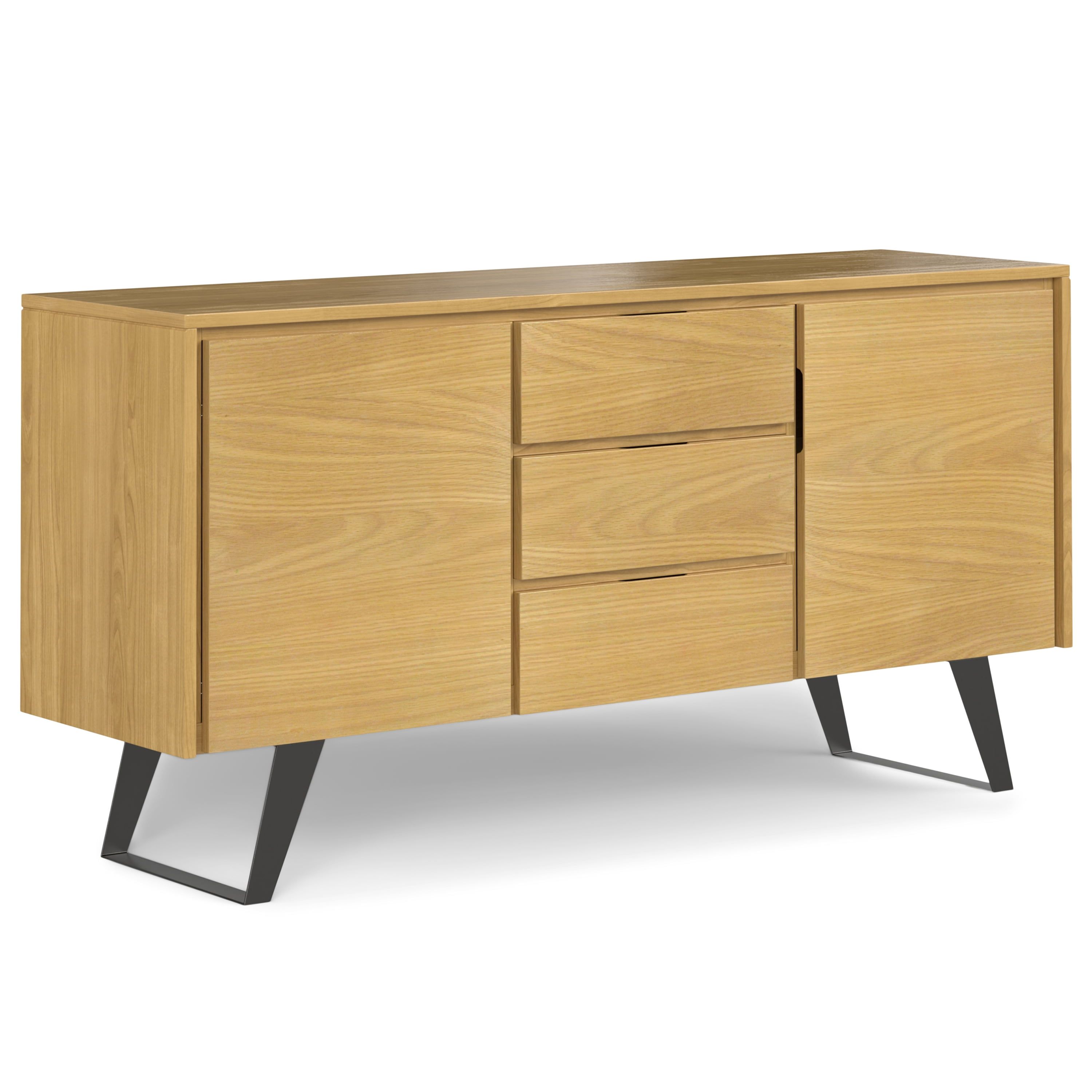 Lowry Oak Veneer Modern Industrial Sideboard Buffet