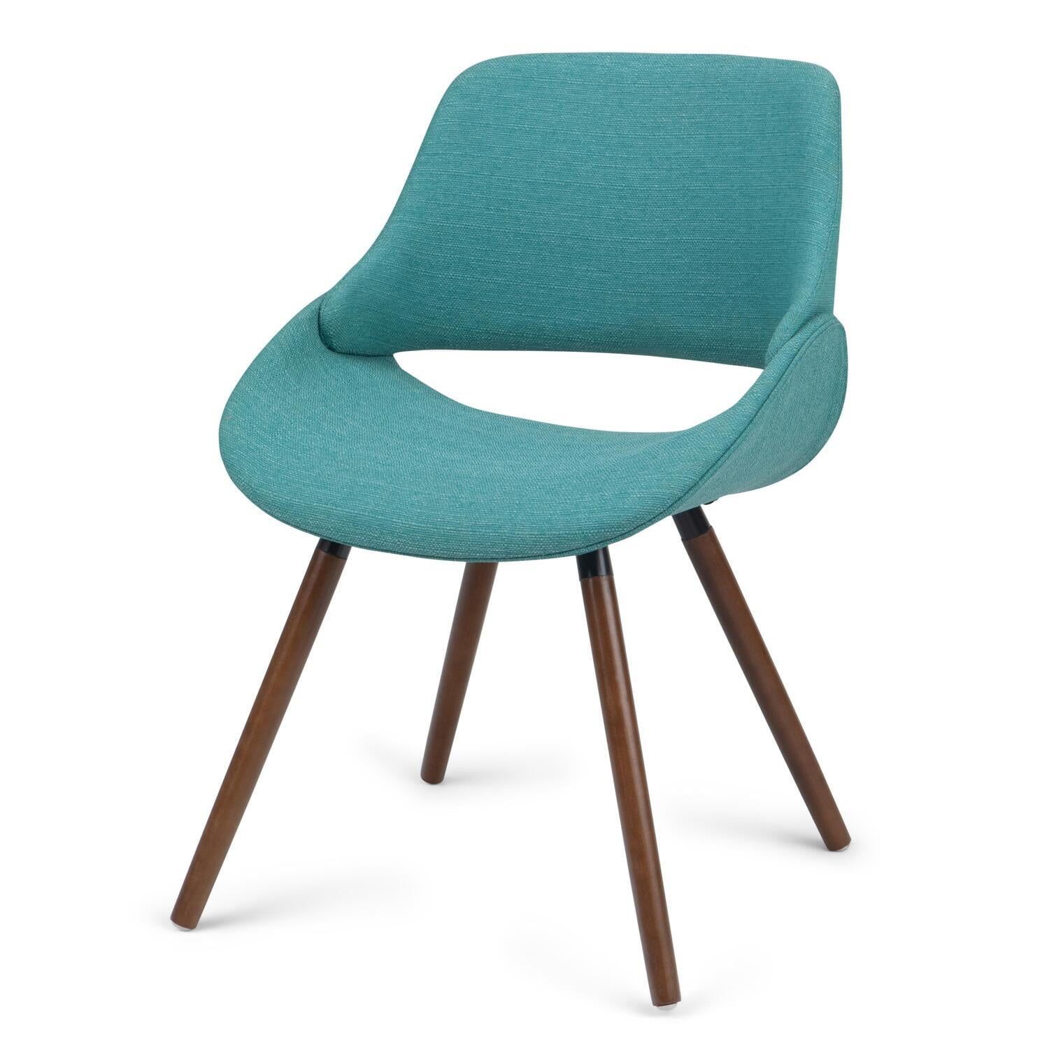 Turquoise Blue Upholstered Bentwood Side Chair in Mid Century Style