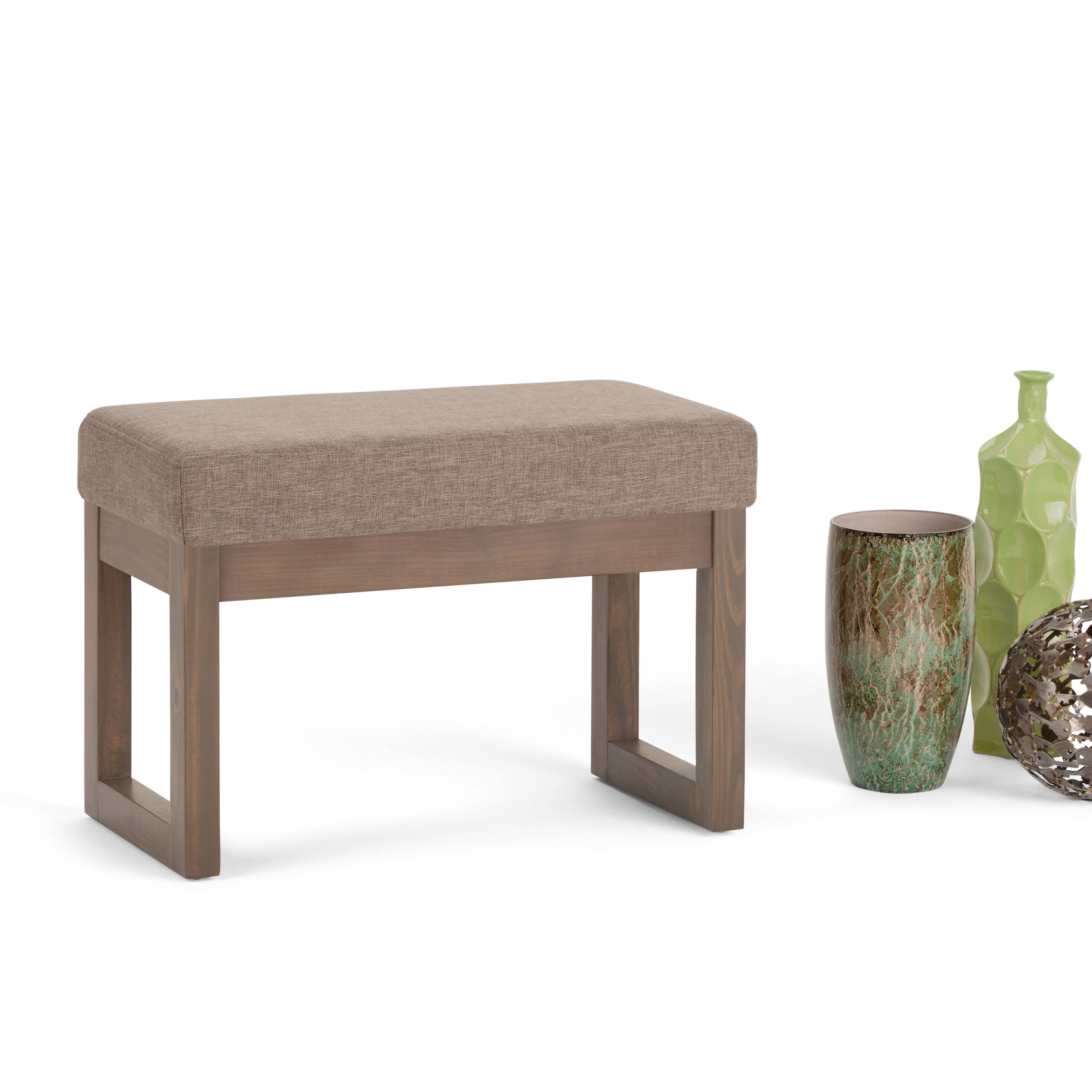 Driftwood Modern Entryway Foam-Padded Wood Bench Ottoman