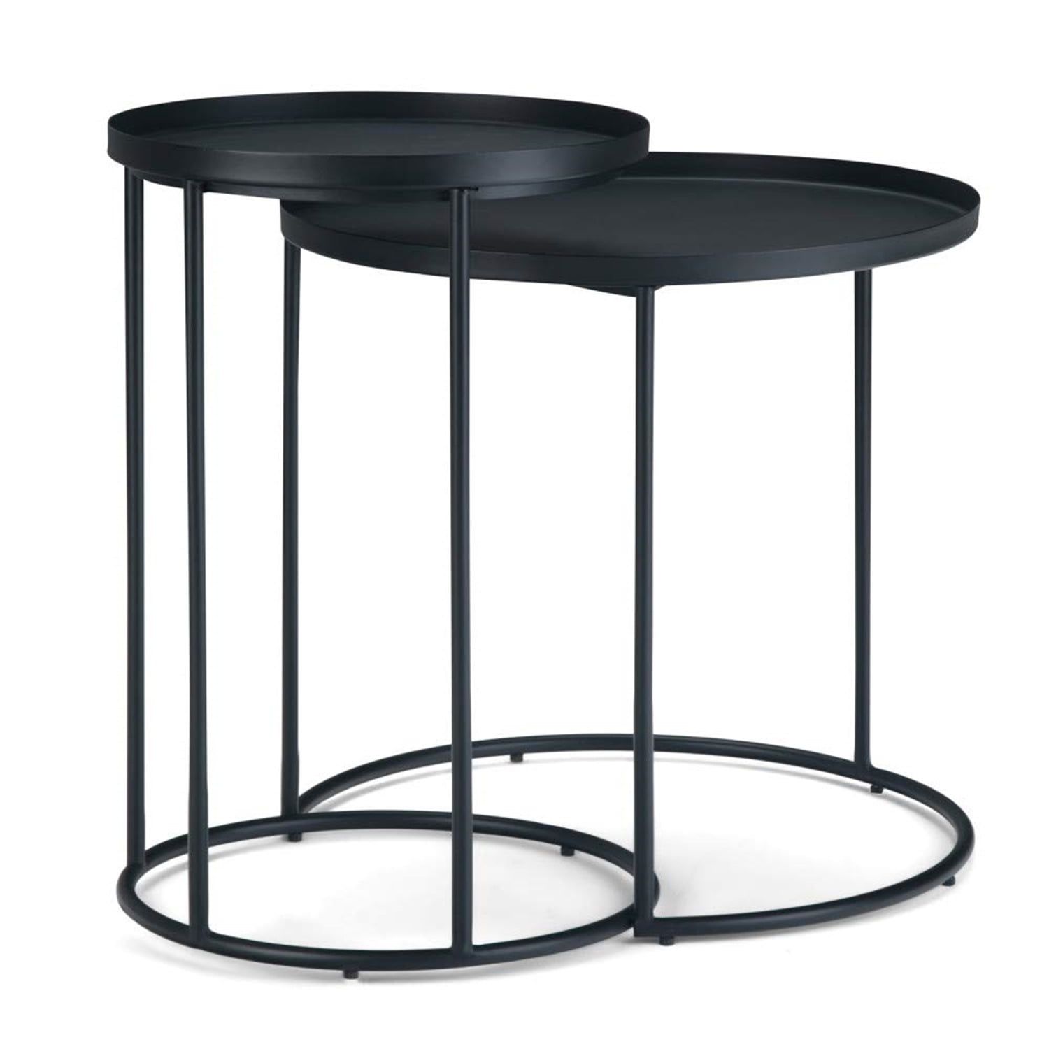 Black Round Metal 2-Piece Nesting Tables