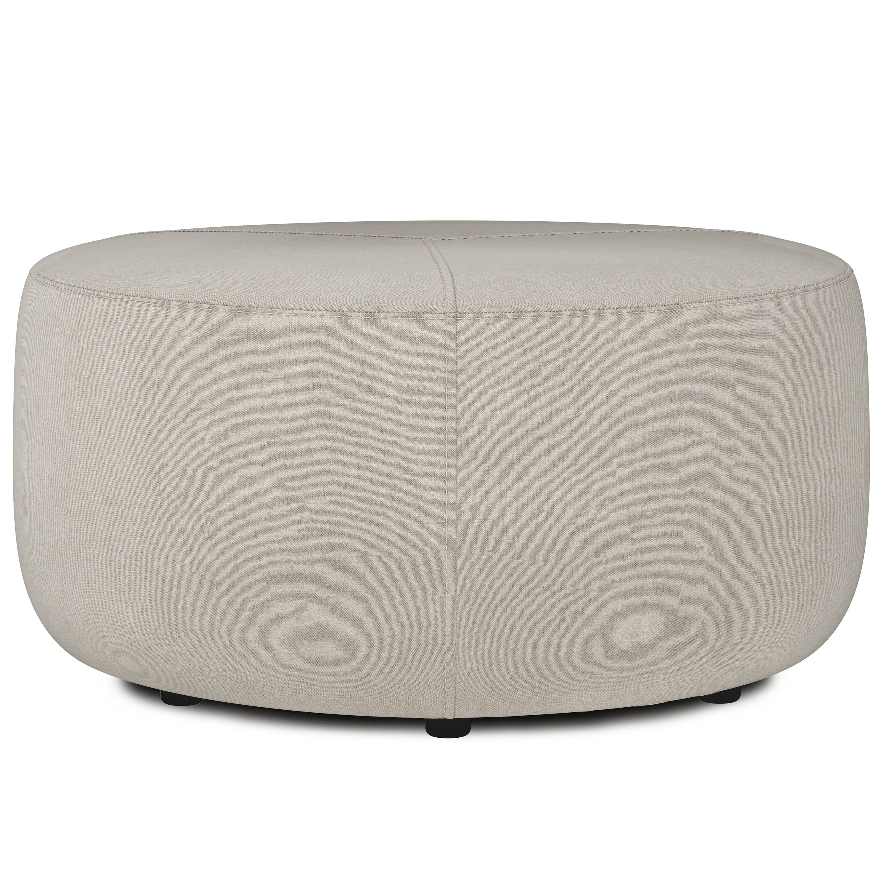 Moore Natural Linen Look Large Round Ottoman