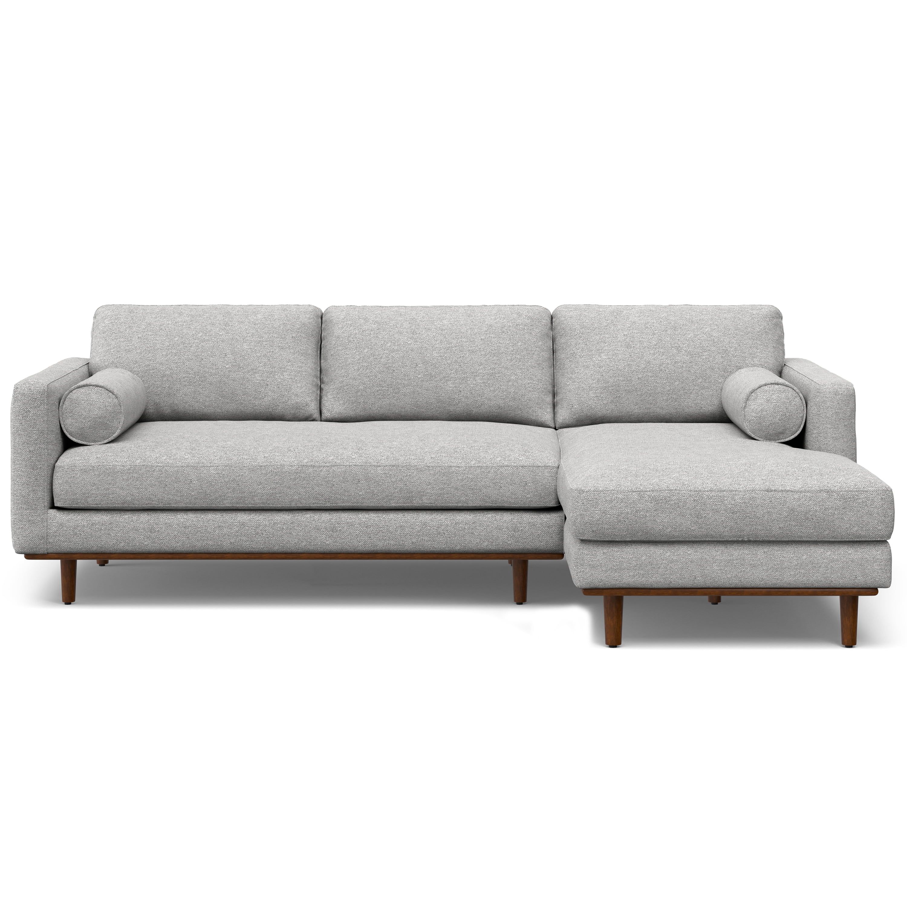 Mist Grey Woven-Blend Fabric Right Sectional Sofa with Chaise