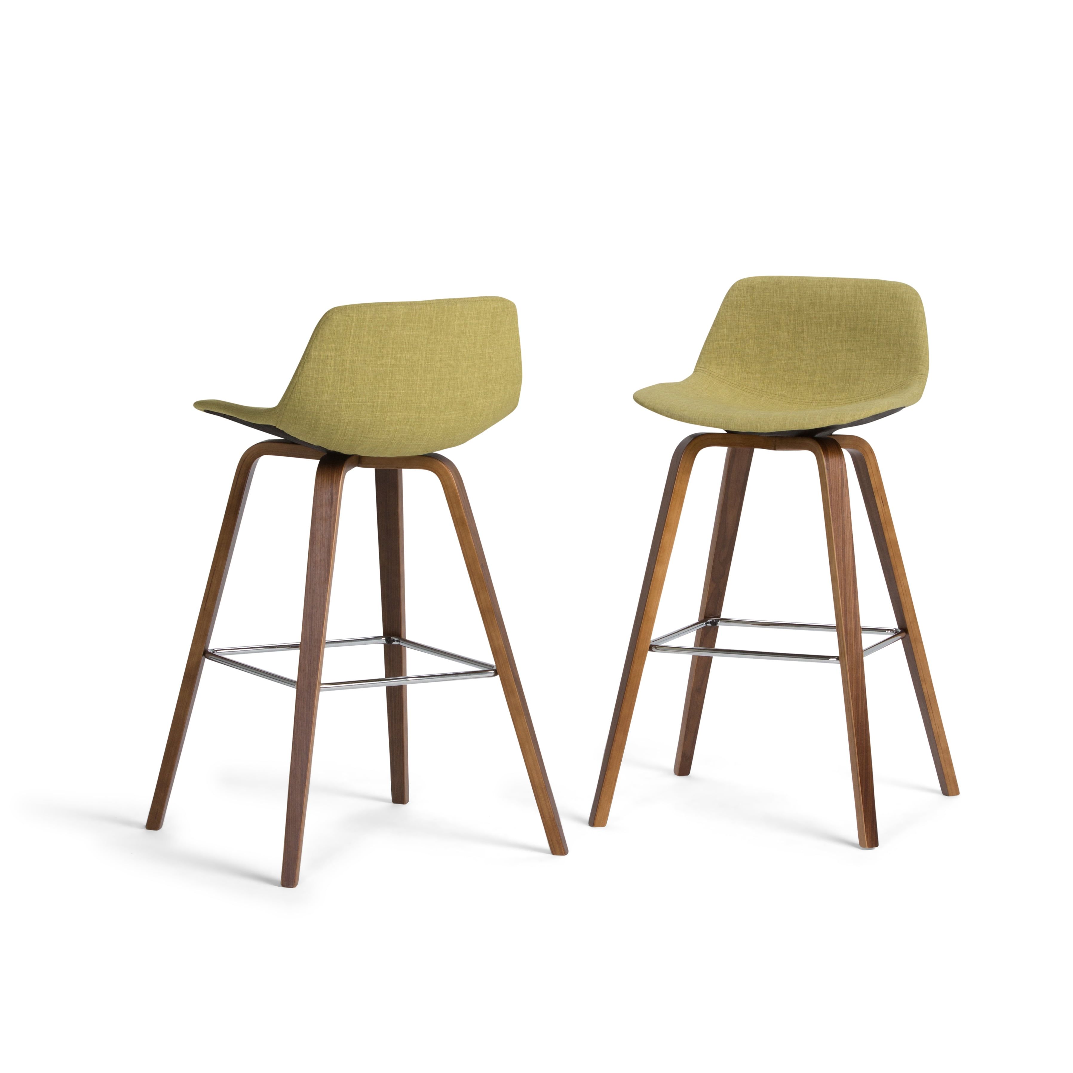 Mid-Century Modern Bentwood Counter Stool in Acid Green Linen Look