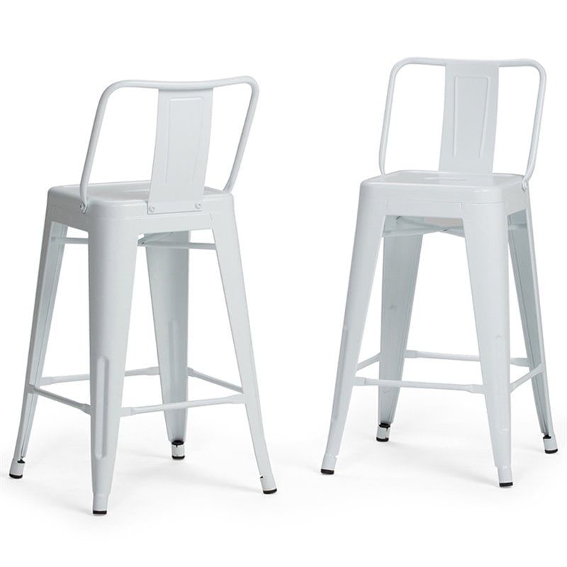 Rayne 24" White Industrial Metal Counter Stool Set