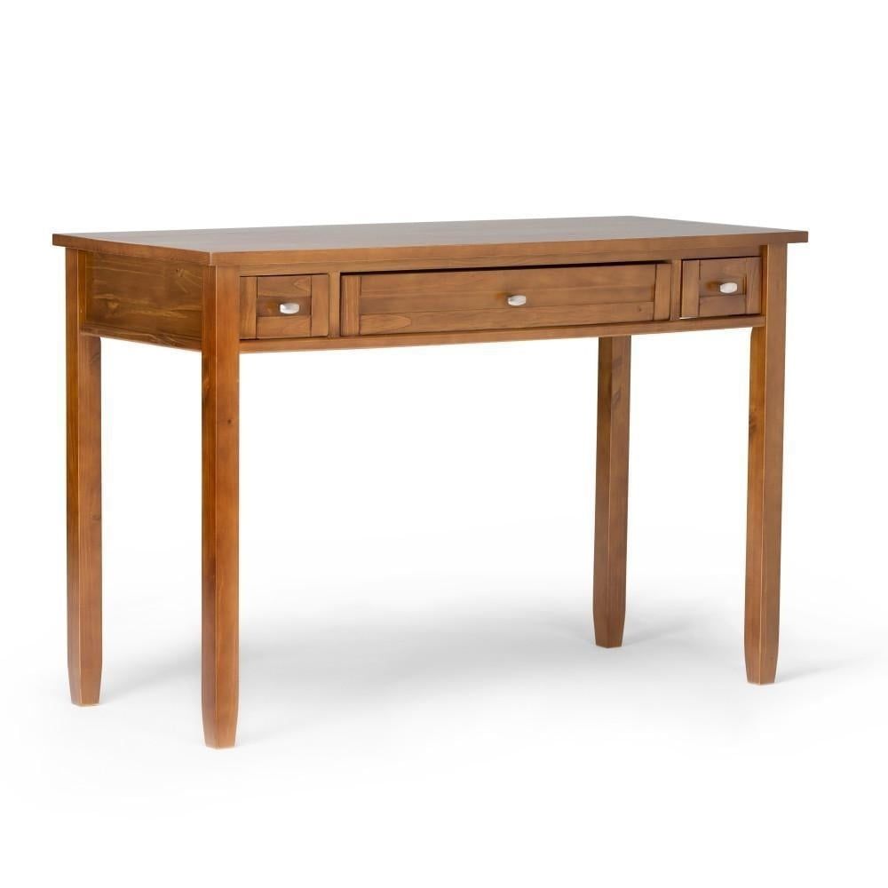 Hickory Brown Solid Wood Desk with Keyboard Tray and Drawers