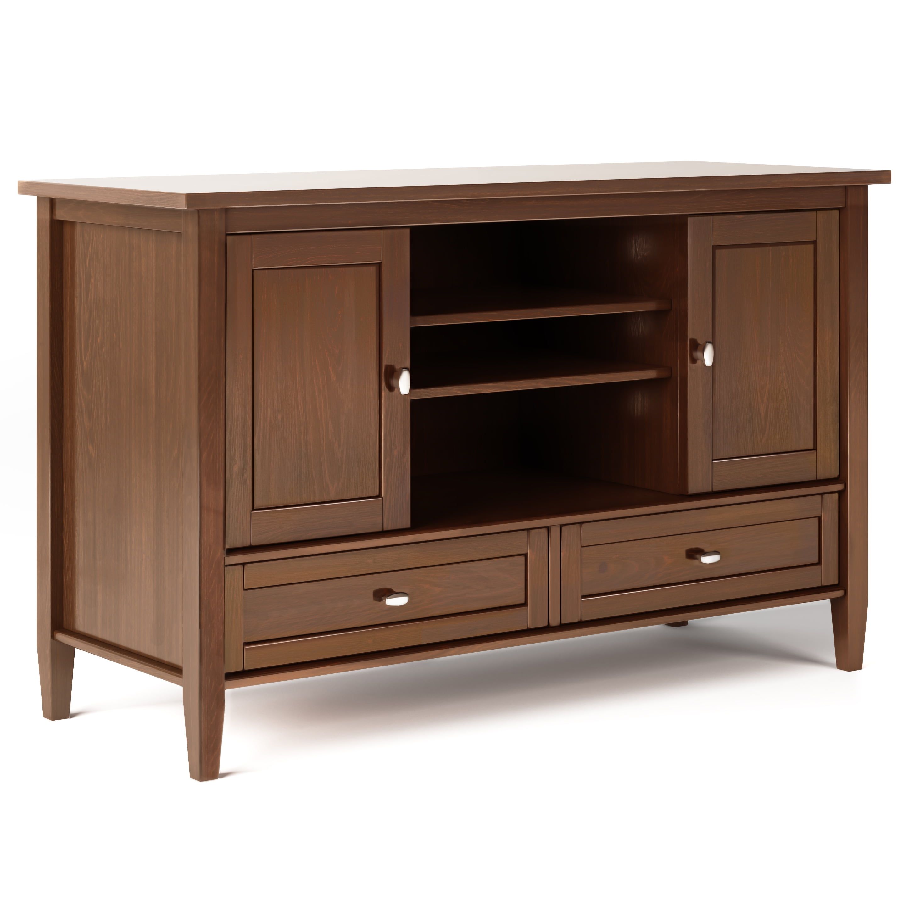 Warm Shaker Rustic Solid Wood 47" TV Stand in Russet Brown