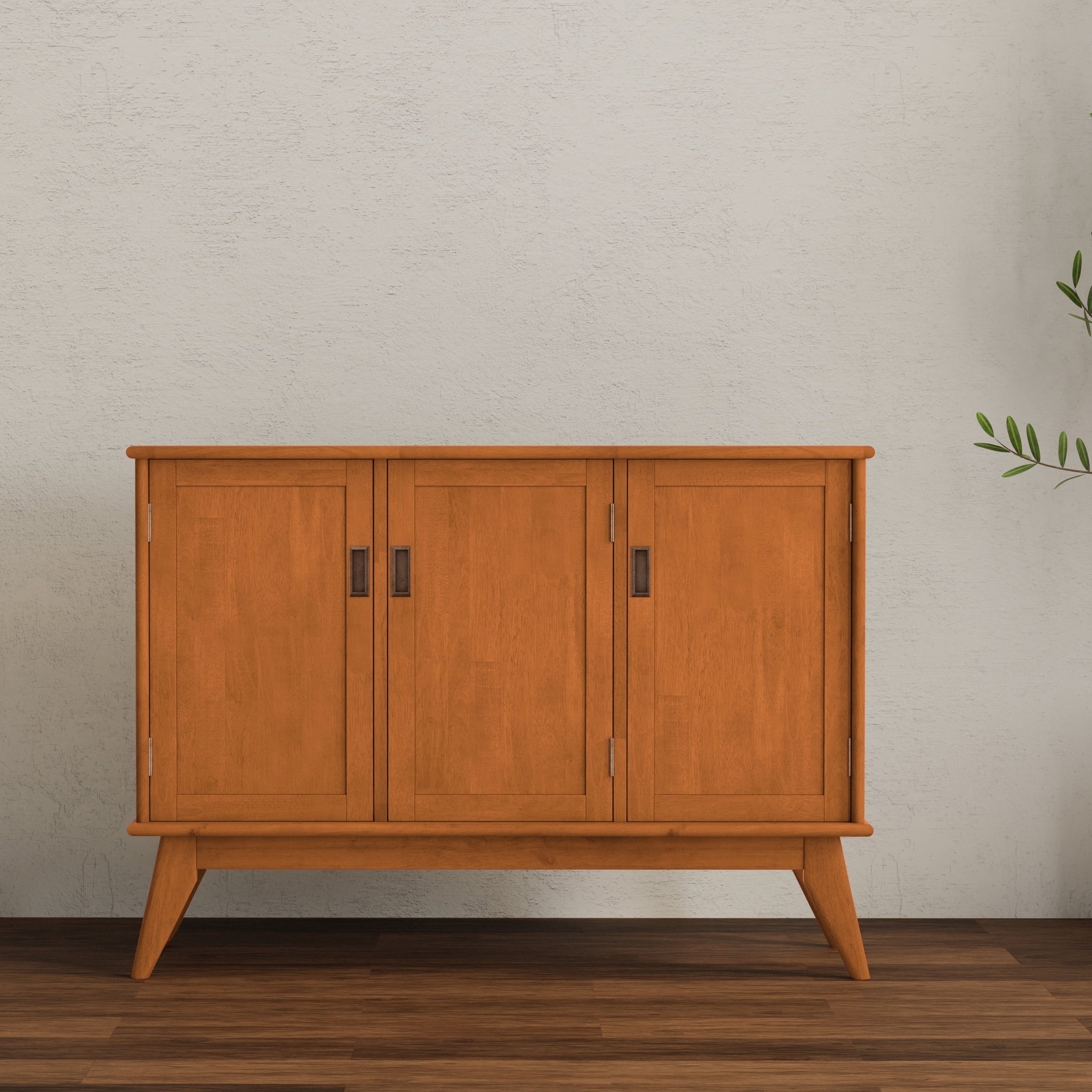 Teak Brown Solid Hardwood Mid Century Modern Sideboard Buffet