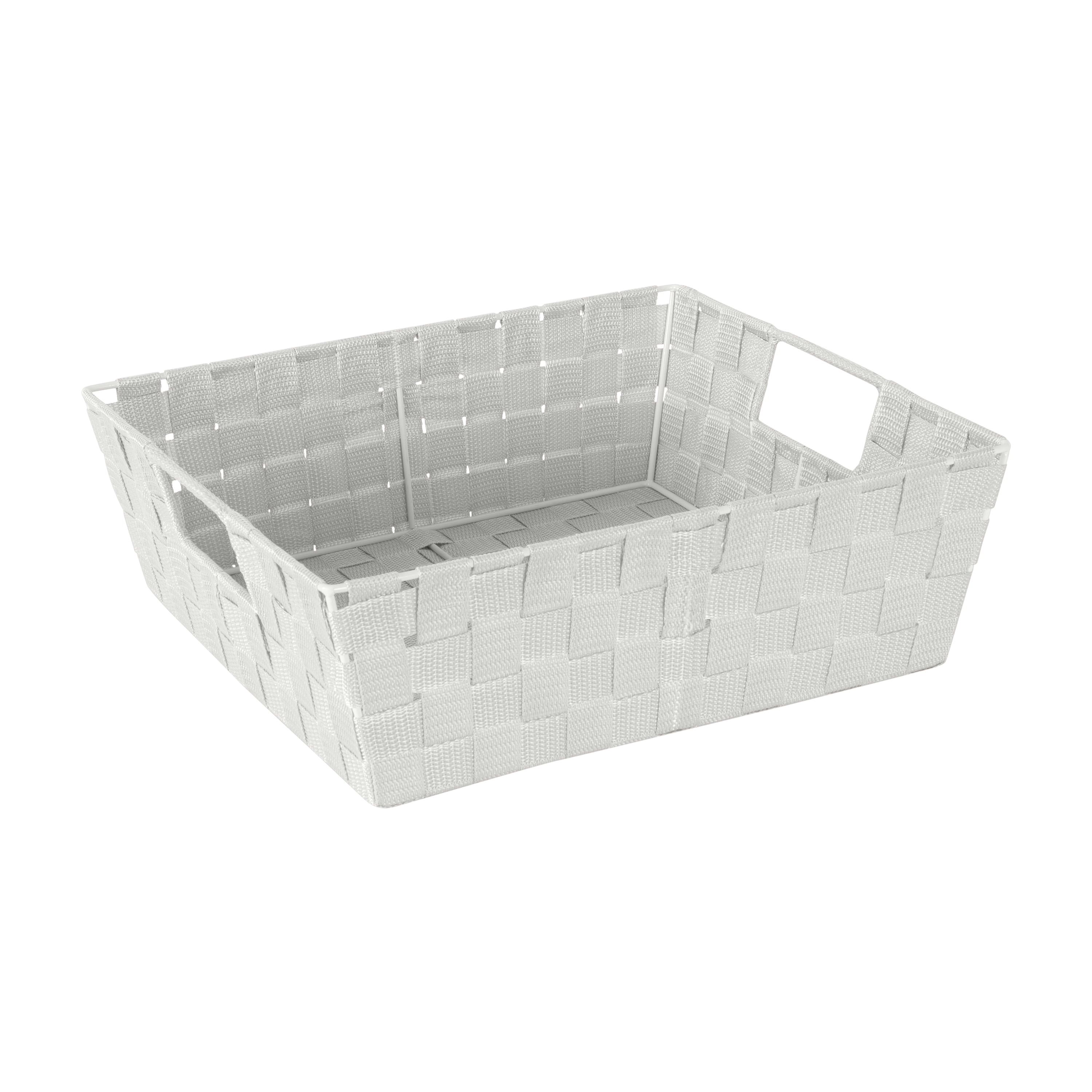 Heather Grey Large Woven Storage Basket with Handles