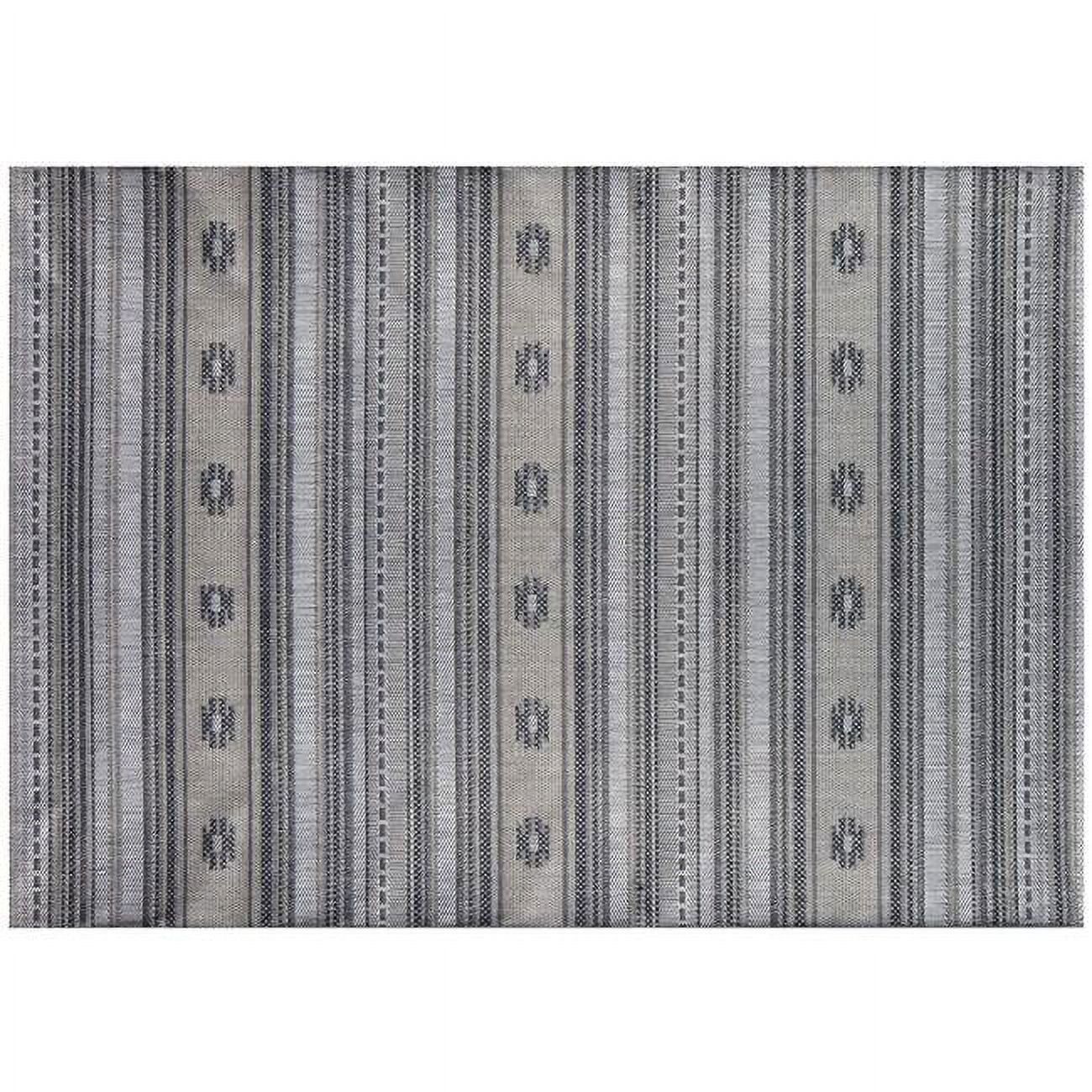 Slate Striped 88" Synthetic Rectangular Outdoor Rug