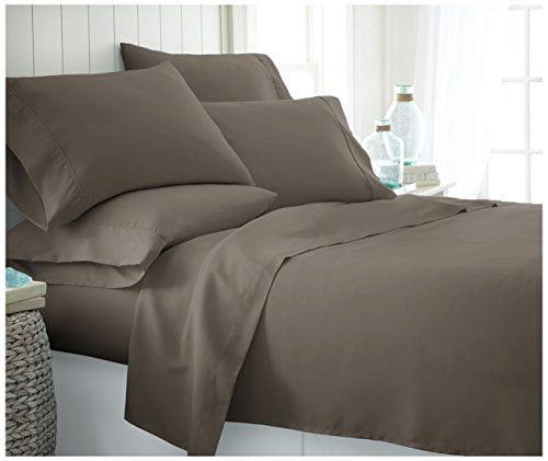 California King Taupe Microfiber Deep Pocket Bed Sheet Set